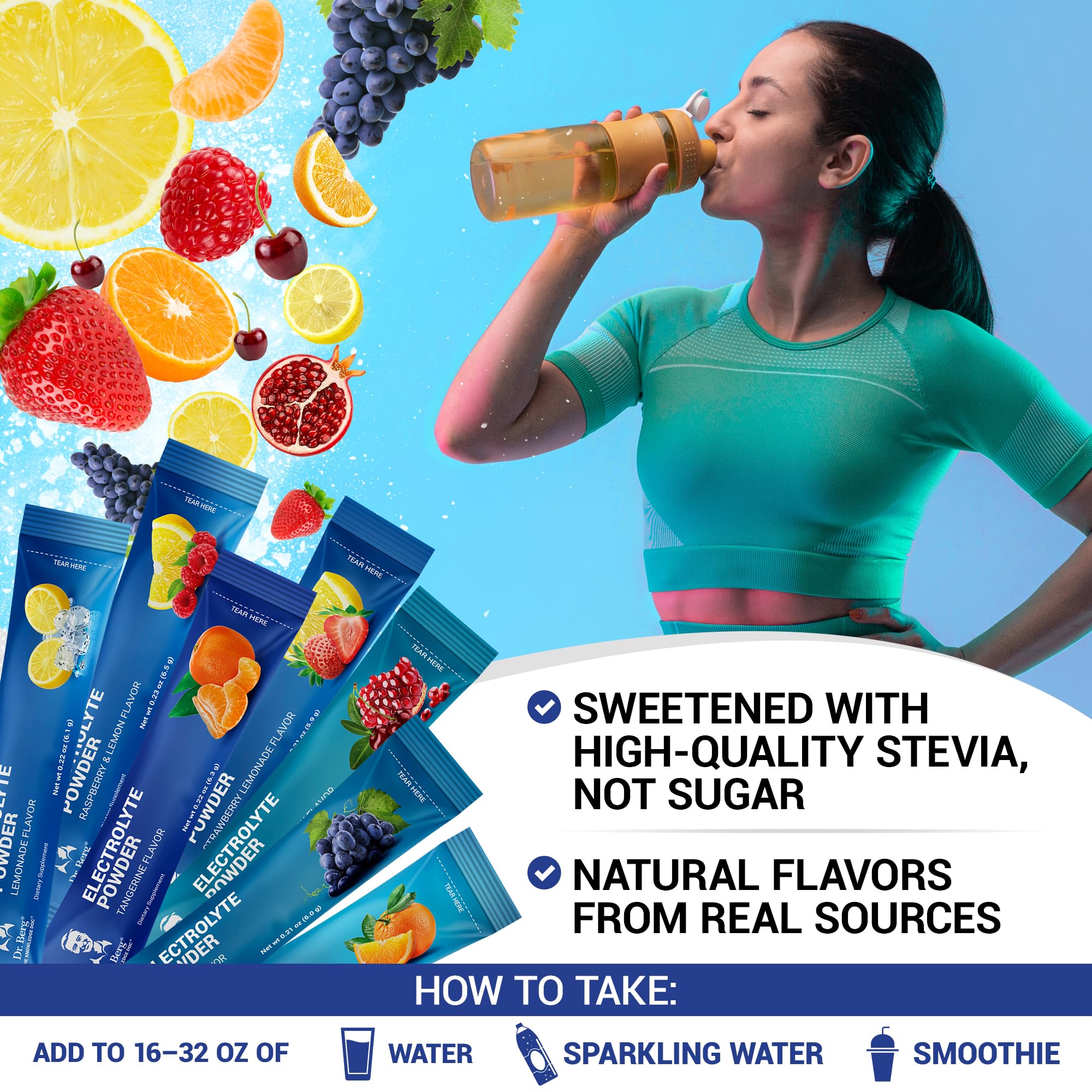 Dr. Berg Sugar Free Electrolyte Powder Packets (Variety Pack) - Daily Electrolyte Drink Mix - 28 Total Hydration Pouches Sugar Free Dr. Berg Nutritionals buy supplements canada