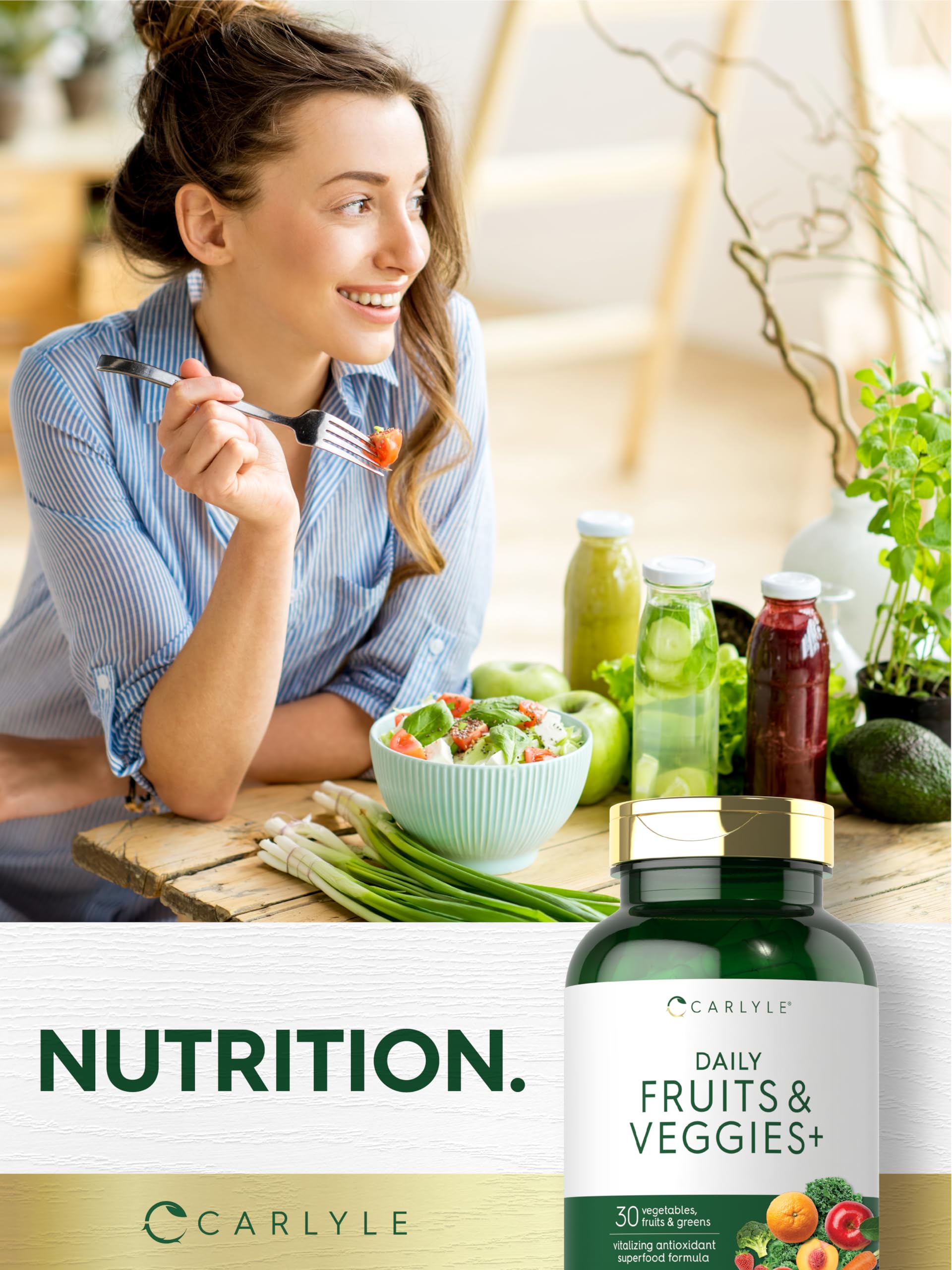 Carlyle Fruits and Veggies Supplement | 250 Capsules | Made with 30 Fruits and Vegetables | Vegetarian, Non-GMO, Gluten Free Superfood Formula Carlyle buy supplements canada