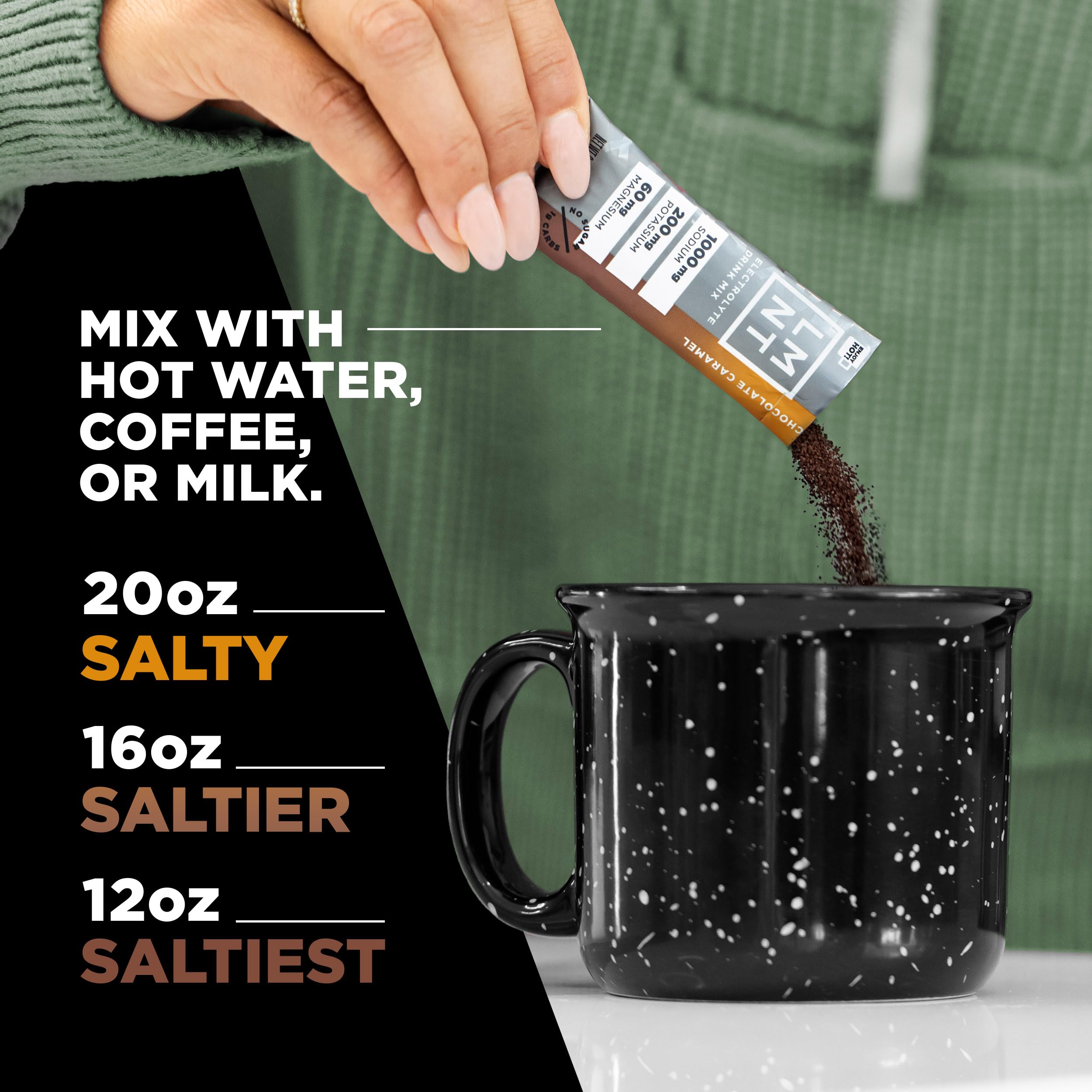 LMNT Zero Sugar Hot Chocolate or Coffee Mixer - Chocolate Caramel Salt | Drink Mix | 30-Count Drink LMNT buy supplements canada
