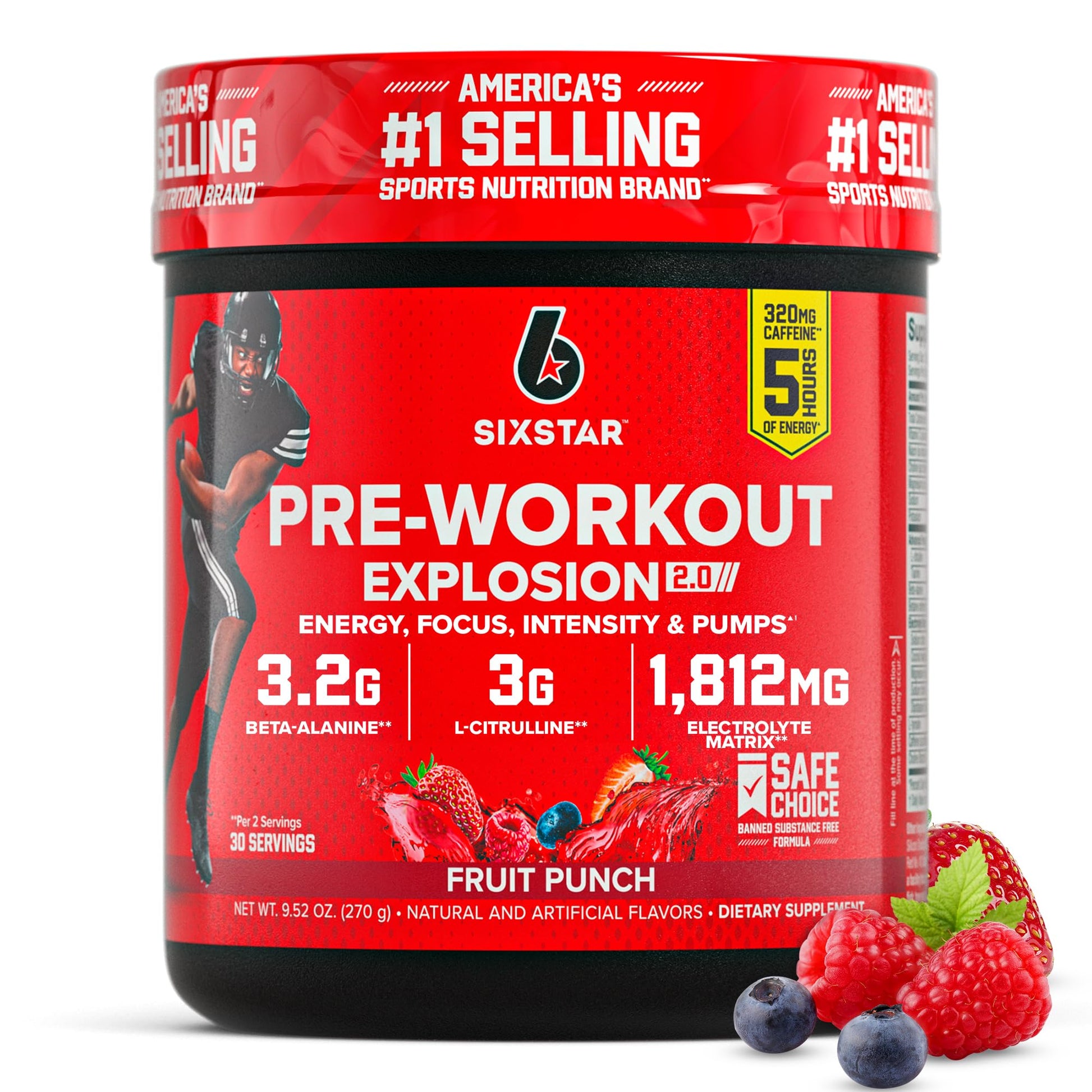 Six Star Pre-Workout Powder for Men & Women, Fruit Punch (30 Servings) - Preworkout Explosion 2.0 Energy Powder Drink Mix with Beta-Alanine & Caffeine Six Star buy supplements canada