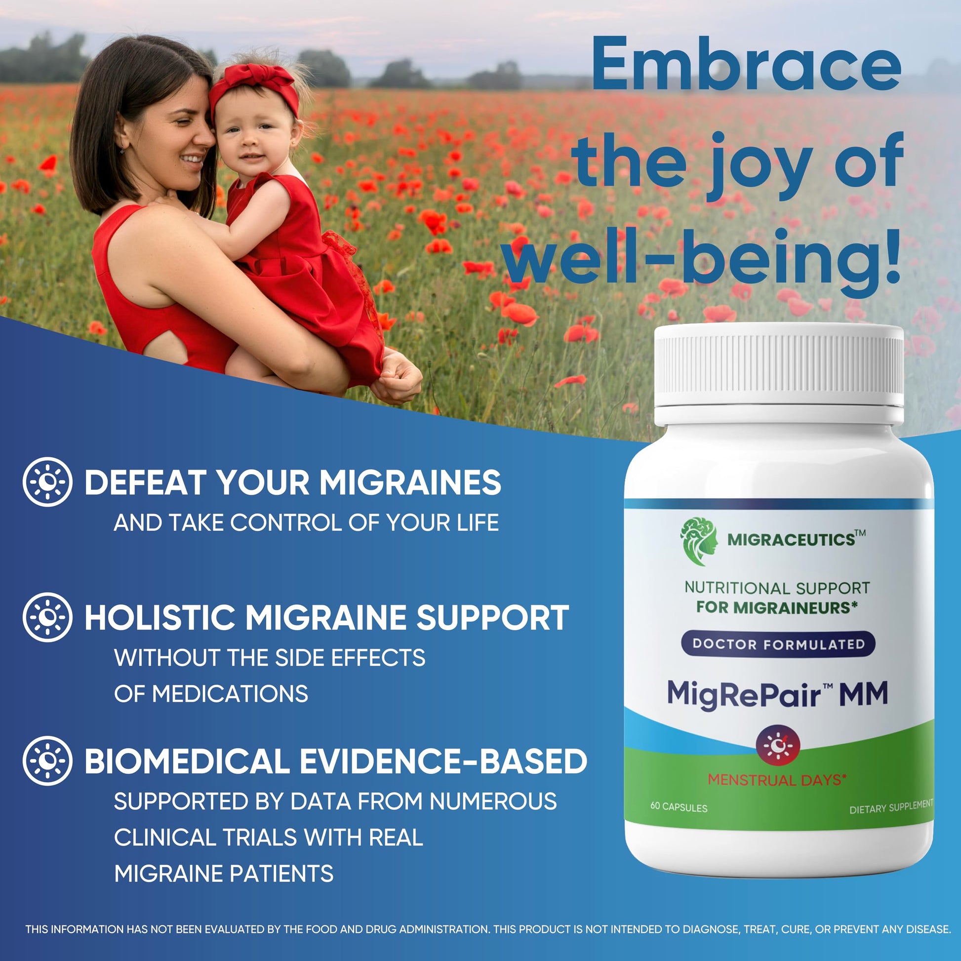 MigRePair MM Bottle of 60 - Doctor Formulated Natural Herbal Migraine Supplement for Women, Menstrual Migraine Relief, Hormonal Migraine Support with Feverfew, White Willow Bark Pine Bark & Grape Seed Migraceutics buy supplements canada