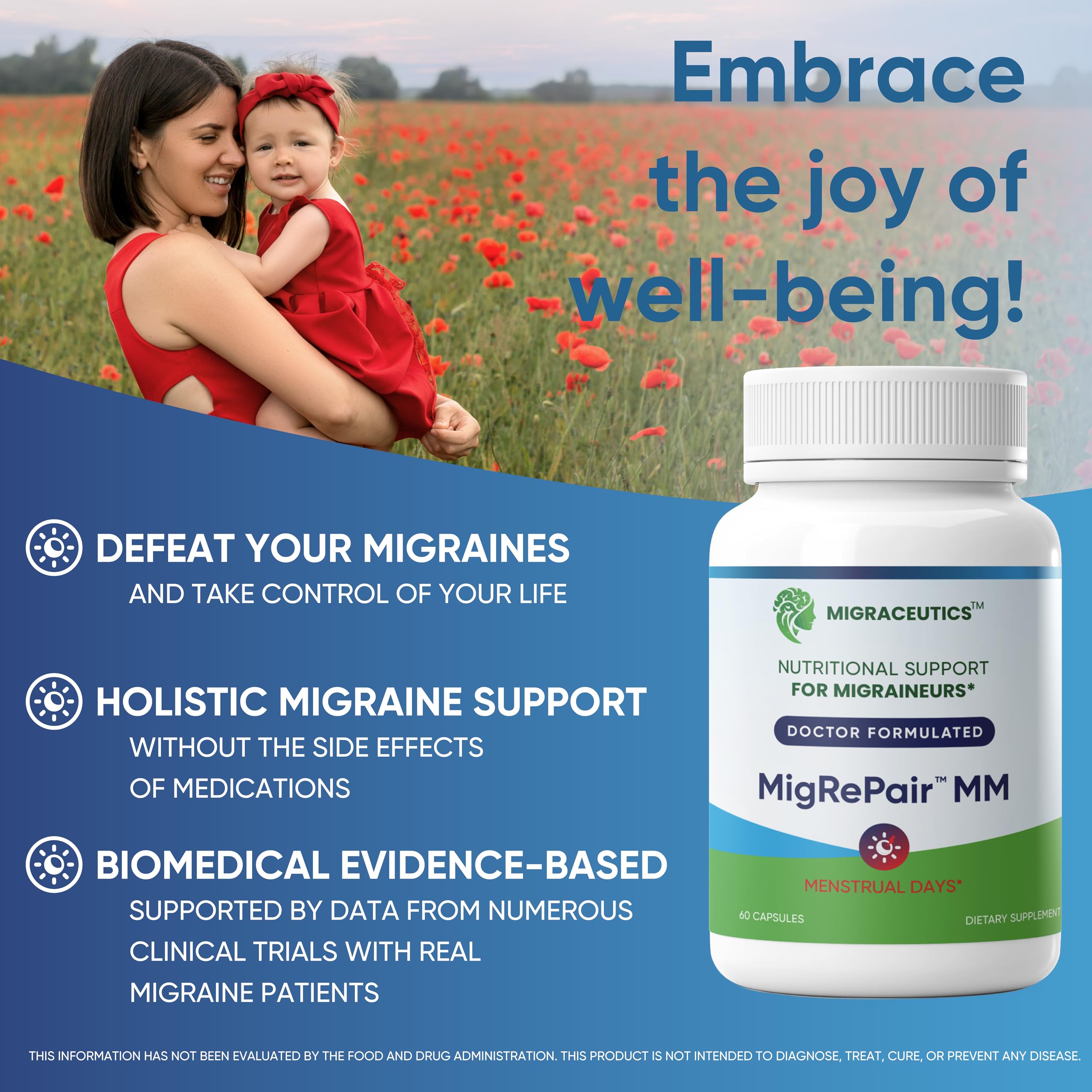 MigRePair MM Bottle of 60 - Doctor Formulated Natural Herbal Migraine Supplement for Women, Menstrual Migraine Relief, Hormonal Migraine Support with Feverfew, White Willow Bark Pine Bark & Grape Seed Migraceutics buy supplements canada