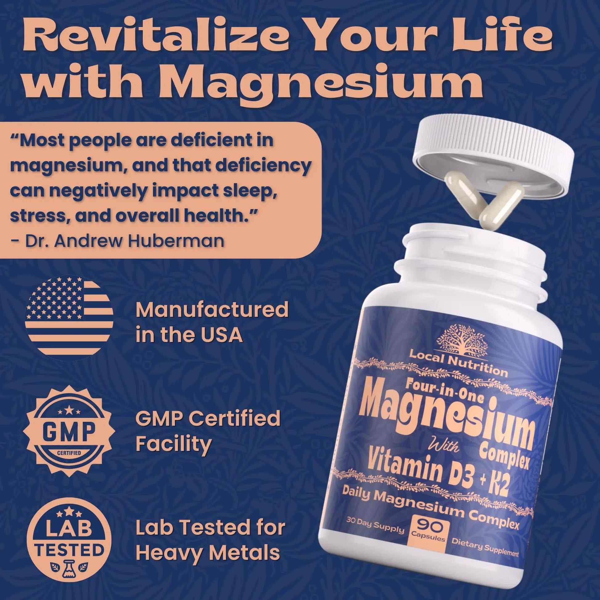 Local Nutrition Magnesium Complex 420mg with Vitamin D3 K2 - Four Bioavailable Forms Including Bisglycinate (Glycinate), Malate, Taurate, and Chloride for Superior Absorption - 90 Capsules Made in USA Local Nutrition buy supplements canada
