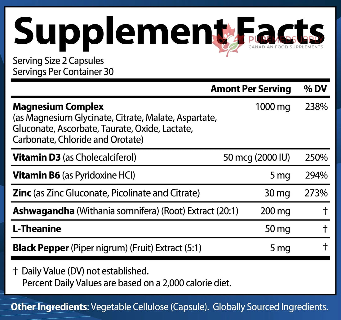 1000mg Magnesium Complex for Women and Men, 12 in 1 Magnesium Supplement with Ashwagandha, Zinc, D3, L-theanine. Easy to Swallow, High Absorption, Sleep Support & Stress Relief (60 Capsules) StrongVit buy supplements canada