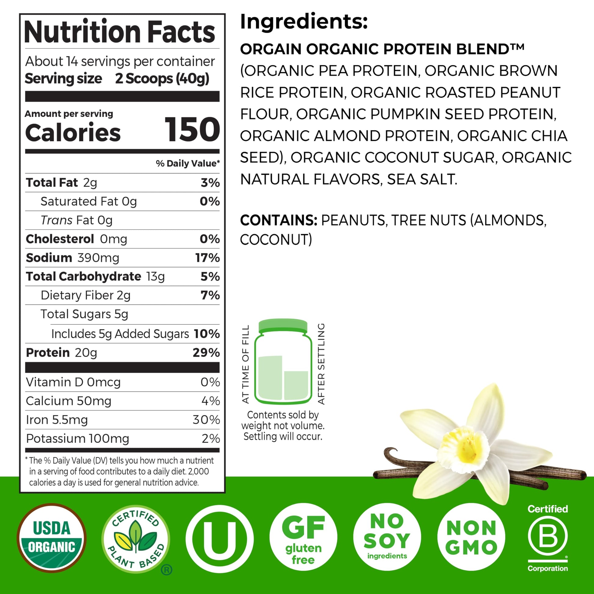 Orgain Organic Simple Vegan Protein Powder, Vanilla - 20g Plant Based Protein, Made with less Ingredients, No Artificial Sweeteners, Gluten Free, No Dairy or Lactose, 1.25 lb (Packaging May Vary) Orgain buy supplements canada