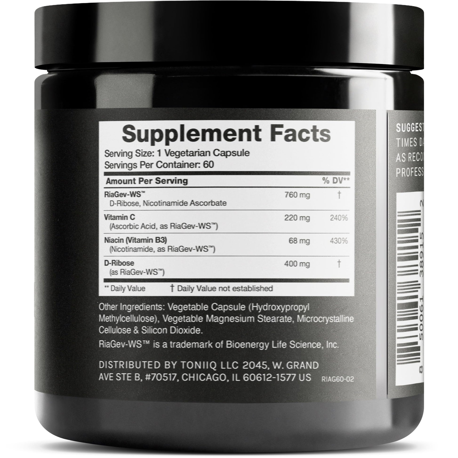 Toniiq Ultra High Potency 1400mg NAD Supplement - NAD+ Nicotinamide B3 Blend with D-Ribose, Niacin -with RiaGev - 3rd Party Tested Toniiq buy supplements canada