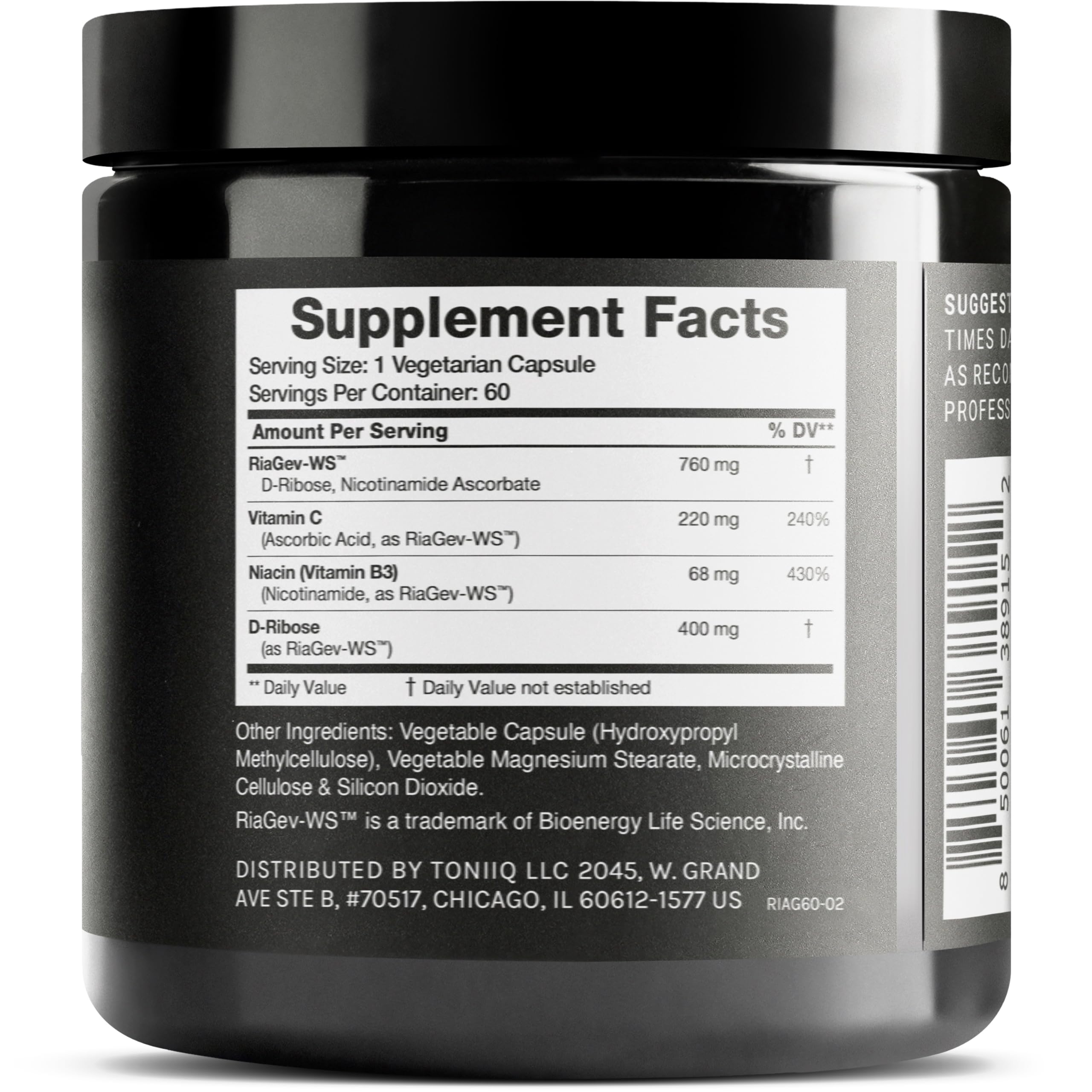 Toniiq Ultra High Potency 1400mg NAD Supplement - NAD+ Nicotinamide B3 Blend with D-Ribose, Niacin -with RiaGev - 3rd Party Tested Toniiq buy supplements canada