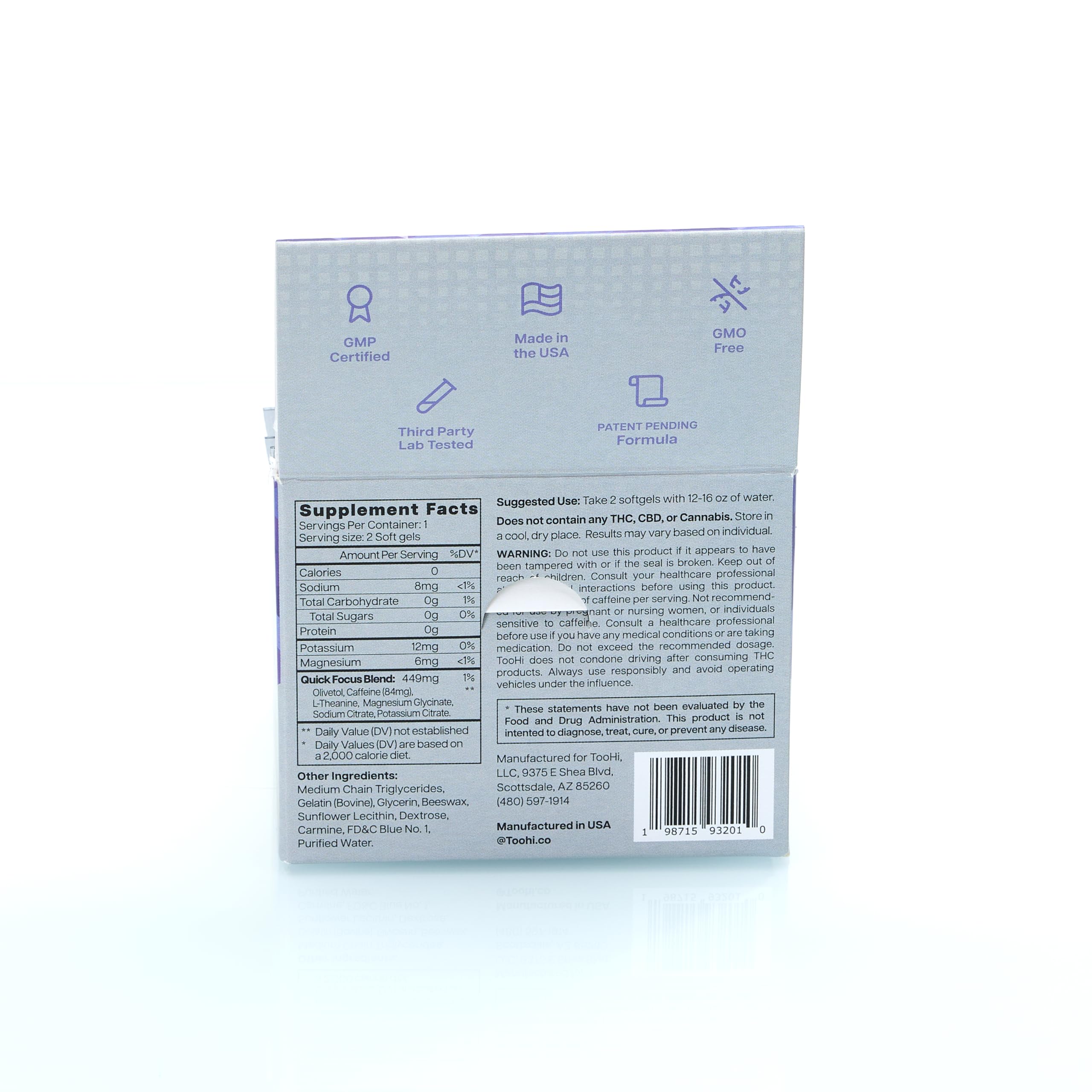TooHi Reset Softgels - Proprietary Blend with Additional Caffeine (84mg), L-Theanine & Electrolytes | Patent Pending - 10 Doses TooHi buy supplements canada