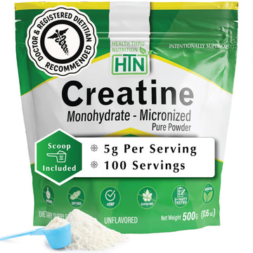 Health Thru Nutrition Creatine Monohydrate Micronized Powder – 500g Pure Unflavored – 5g Per Scoop – Workout Support, Muscle Fuel and Recovery Bulk Supplement | Non-GMO, Vegan Health Thru Nutrition buy supplements canada