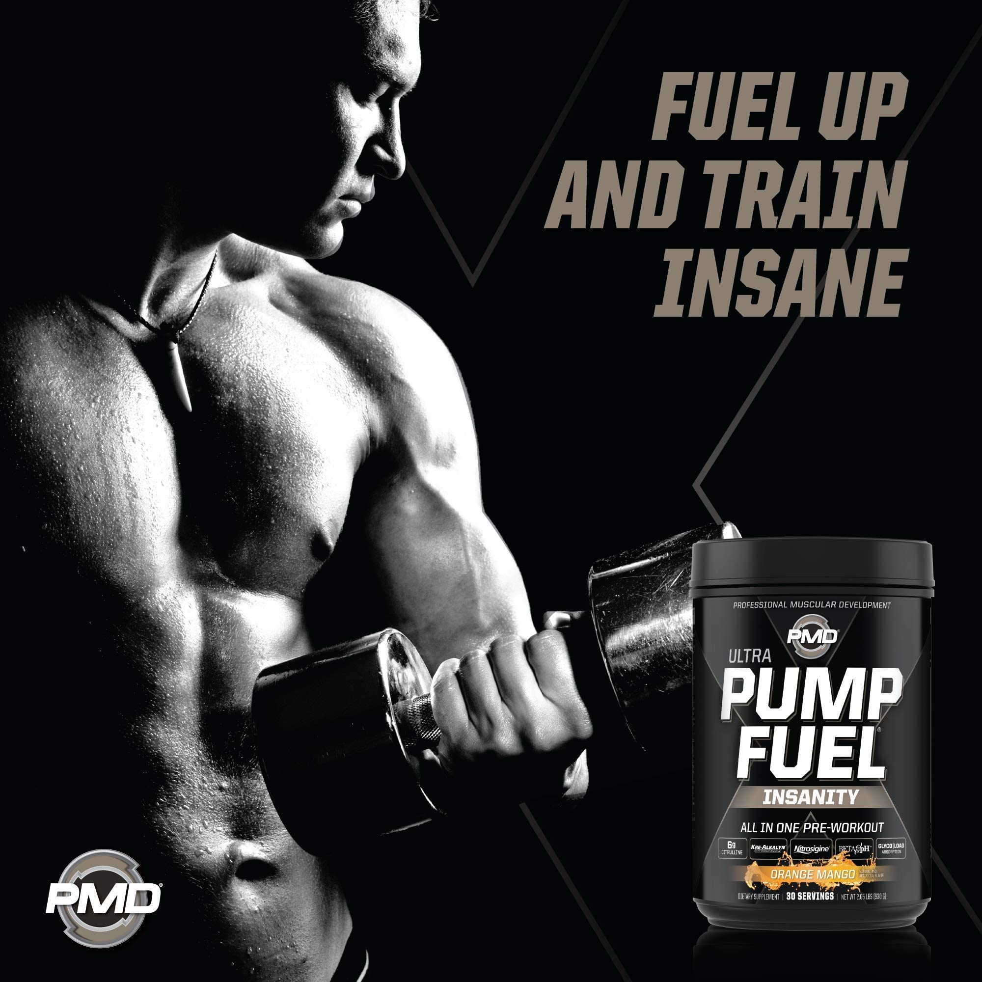 PMD Sports Ultra Pump Fuel Insanity - Pre Workout - Tropical Orange Mango (30 Servings) PMD buy supplements canada