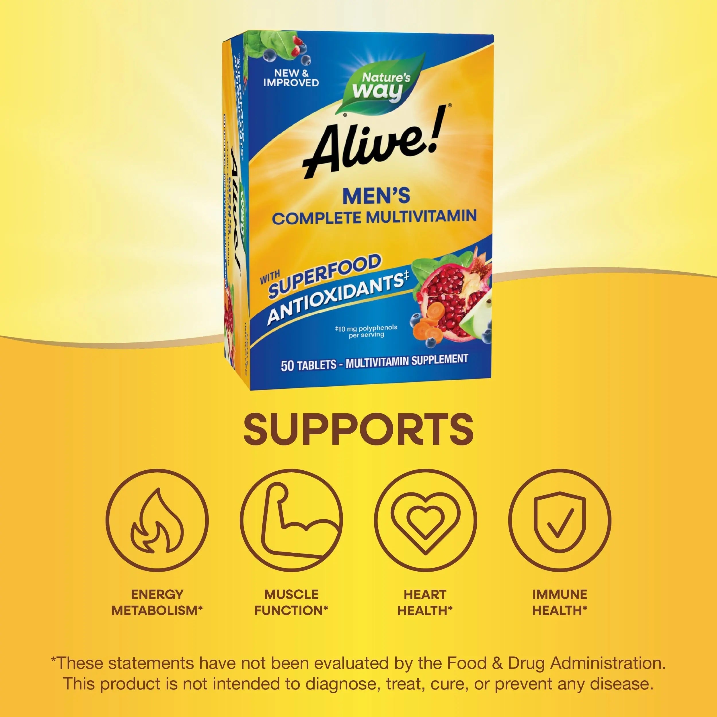 Nature's Way Alive! Men's Complete Multivitamin, Supports Energy Metabolism & Muscle Function*, B-Vitamins, Superfood Antioxidants Nature's Way buy supplements canada