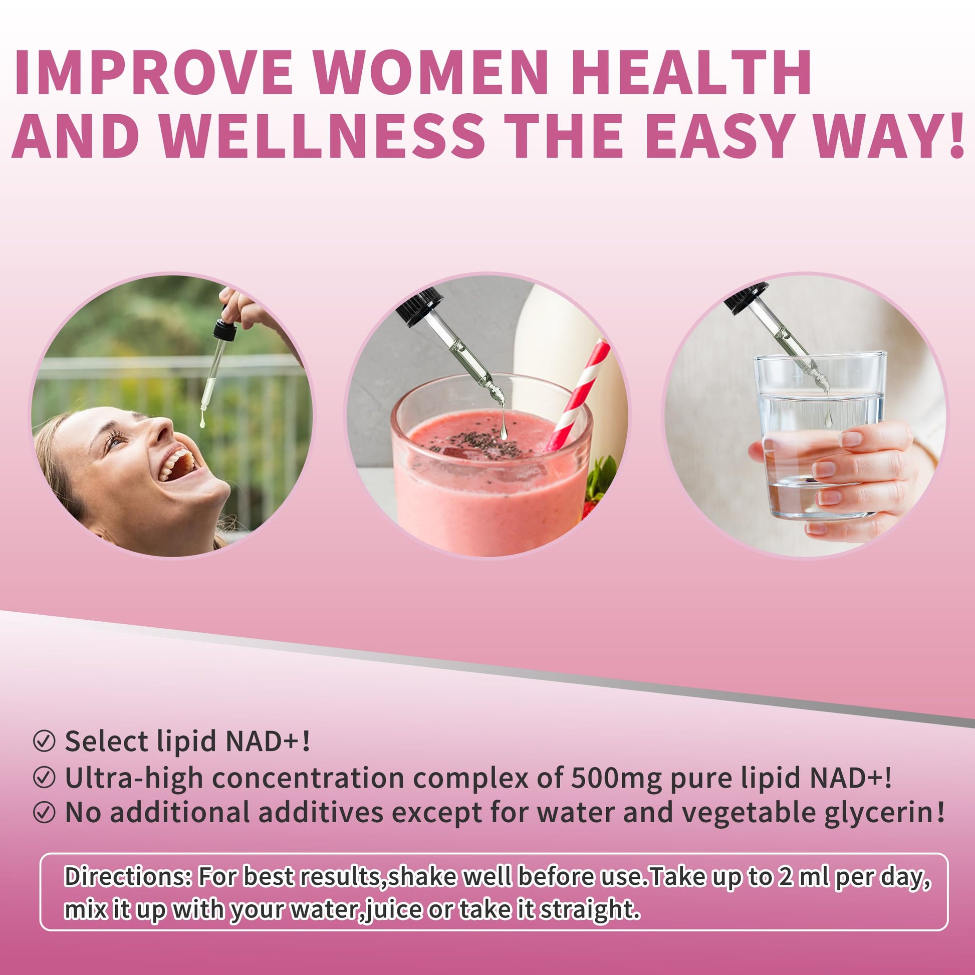 Liposomal NAD Liquid Supplement for Women, Pure 500mg NAD Nicotinamide - Cell Regeneration，Energy & Metabolism Support, Vegan,Sugar Free，Additives Free，2 Fl Oz Wanish buy supplements canada