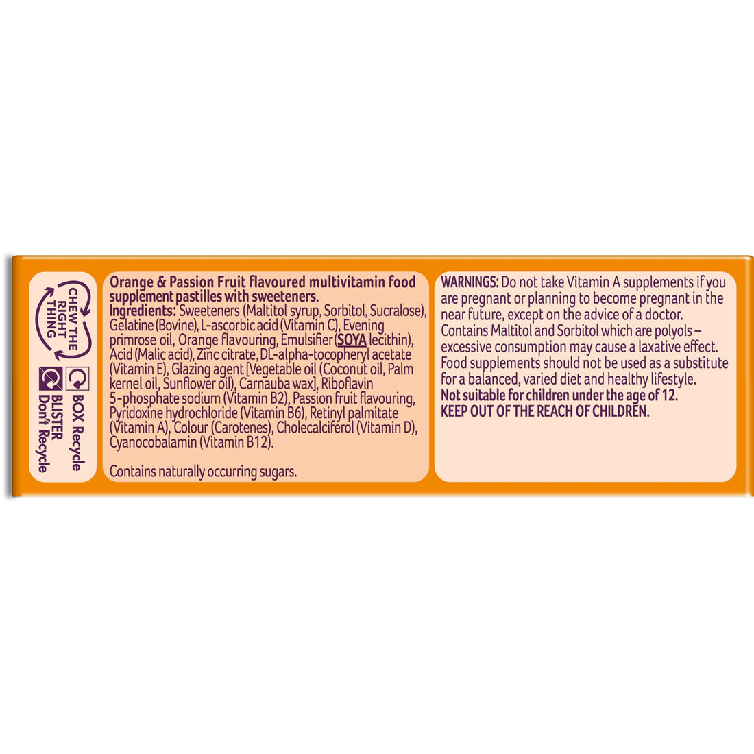 Bassetts Vitamins 12-18 EPO Orange & Passion Fruit 30's, 94.2 g, Orange and passionfruit Bassetts Vitamins buy supplements canada