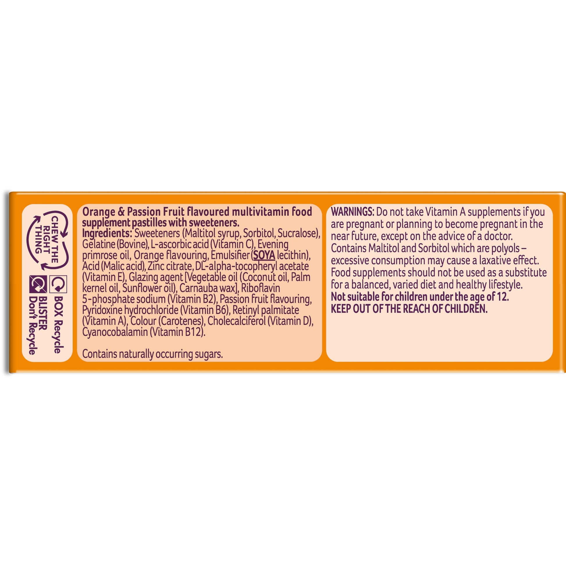 Bassetts Vitamins 12-18 EPO Orange & Passion Fruit 30's, 94.2 g, Orange and passionfruit Bassetts Vitamins buy supplements canada