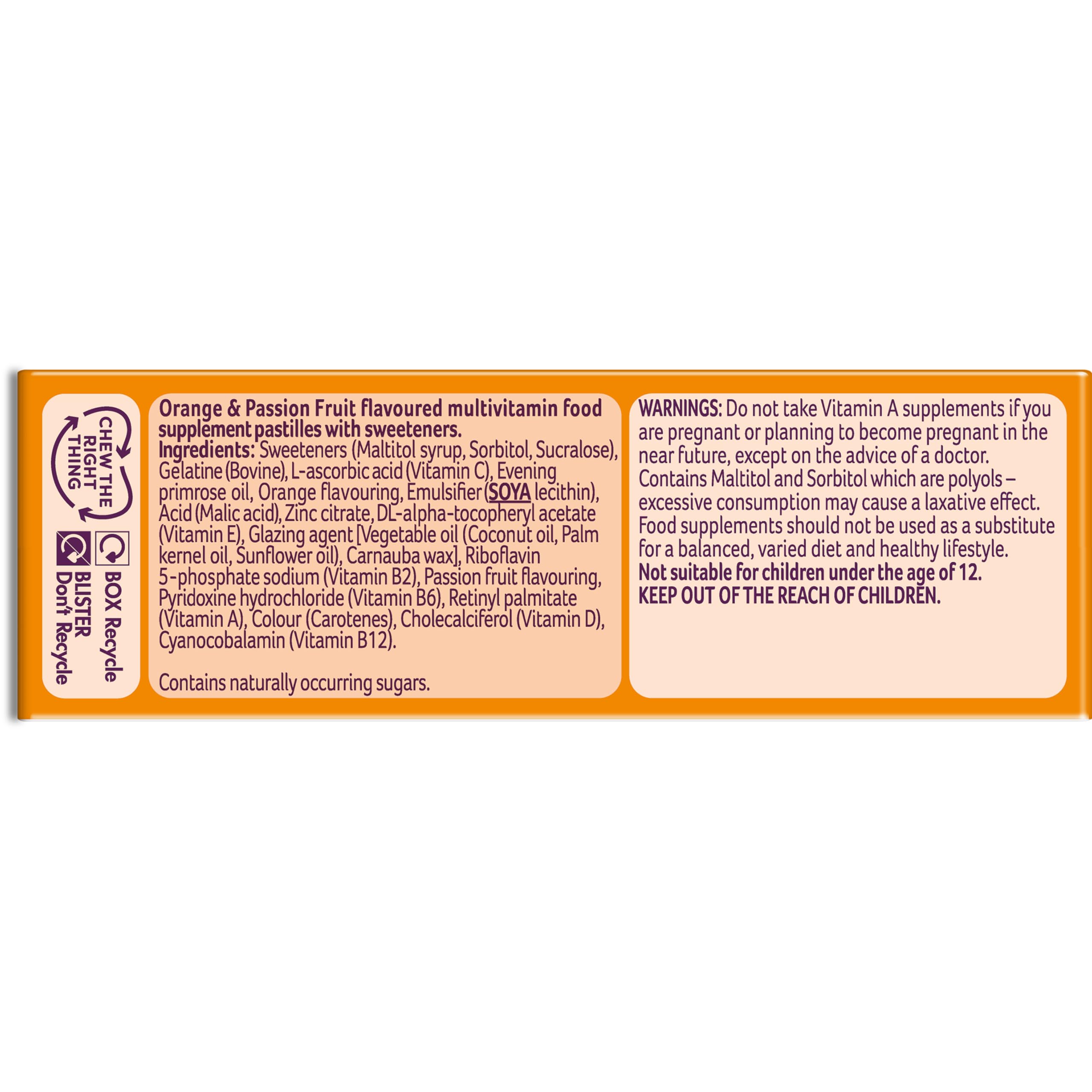 Bassetts Vitamins 12-18 EPO Orange & Passion Fruit 30's, 94.2 g, Orange and passionfruit Bassetts Vitamins buy supplements canada