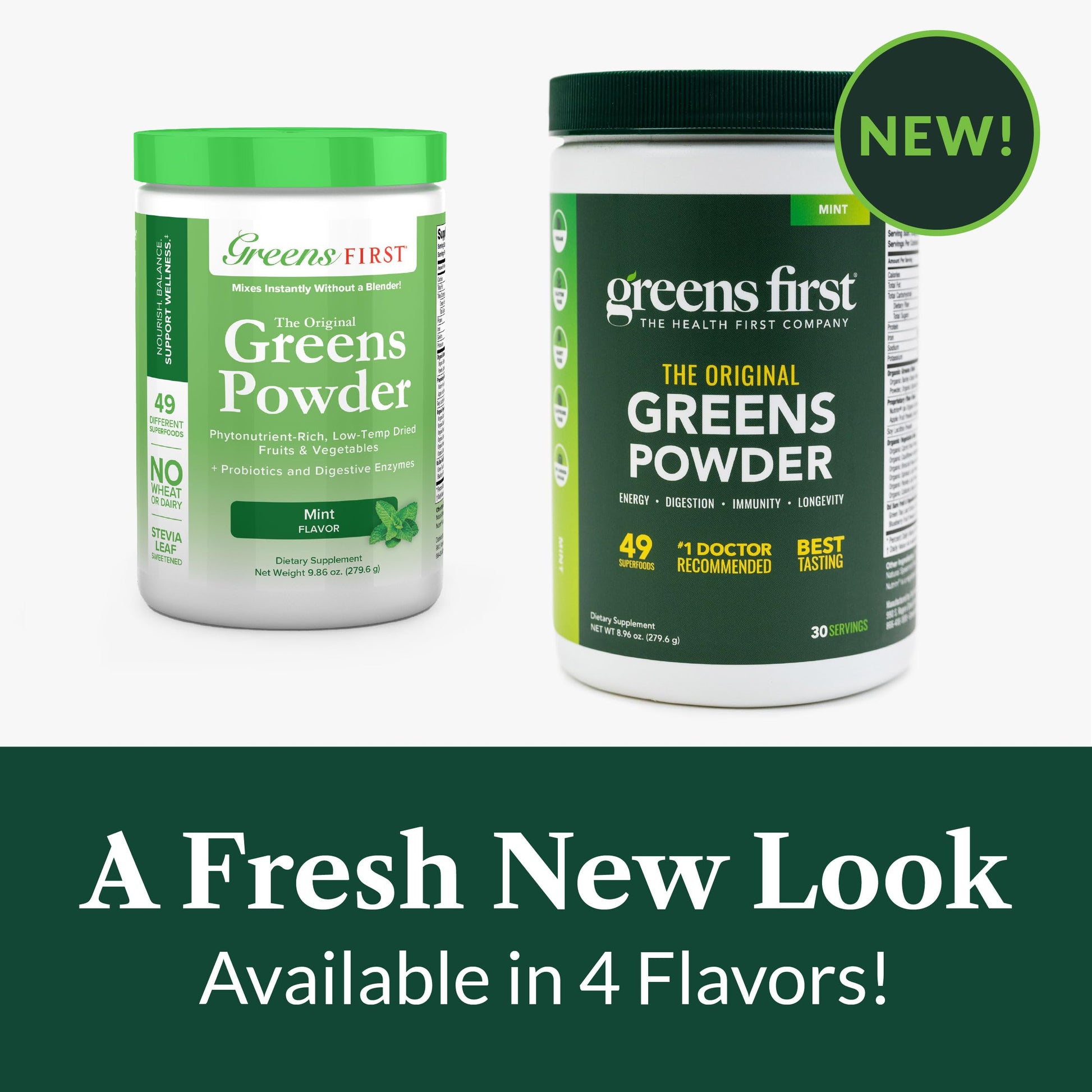 Greens First Original Greens Powder - 49 Superfoods - Organic Fruits & Veggies - Prebiotics, Probiotics & Digestive Enzymes - Antioxidant Smoothie - Dairy Free, Vegan & Non-GMO (Mint, 30 Servings) Greens First buy supplements canada