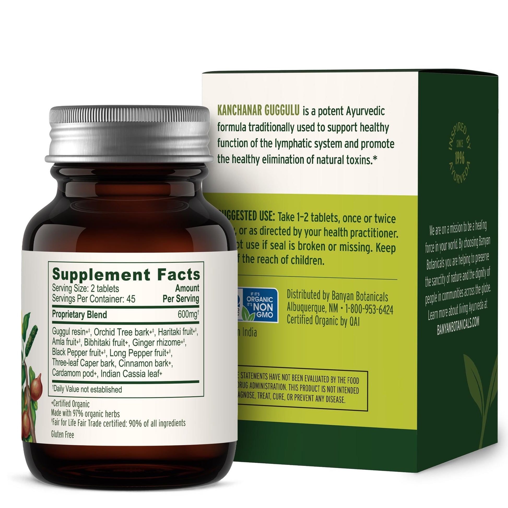 Banyan Botanicals Kanchanar Guggulu Tablets – Organic Lymph Supplement with Guggulu Resin – Promotes the Healthy Elimination of Natural Toxins* – 90 Tablets – Non-GMO Sustainably Sourced Vegan Banyan Botanicals buy supplements canada