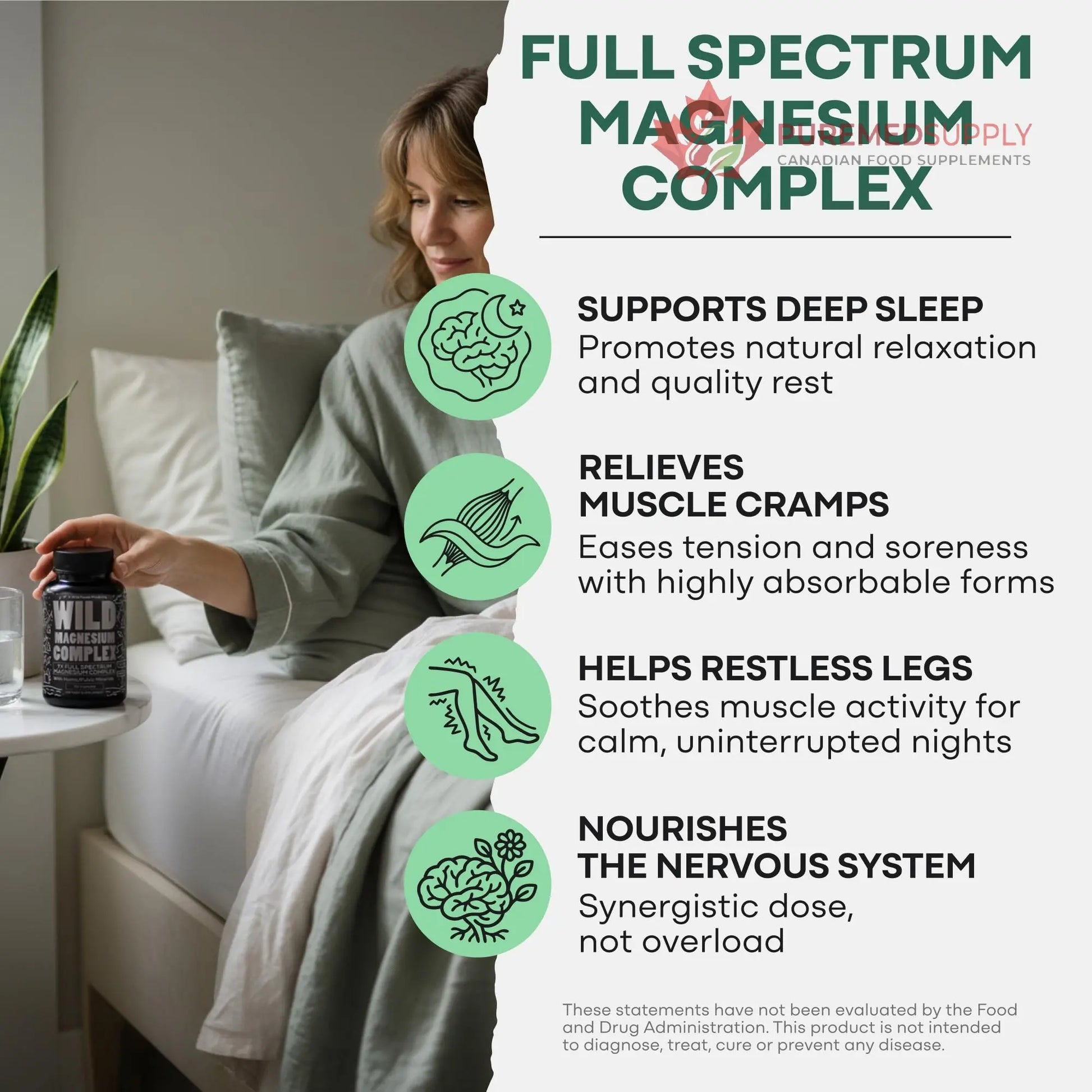 Wild Foods Magnesium Complex Supplement with 7X Forms, 90 Capsules | High Absorption, Full Spectrum, Easy Digestion | 500mg Glycinate, Bisglycinate, Malate, Orotate, Citrate, Taurate Wild Foods buy supplements canada