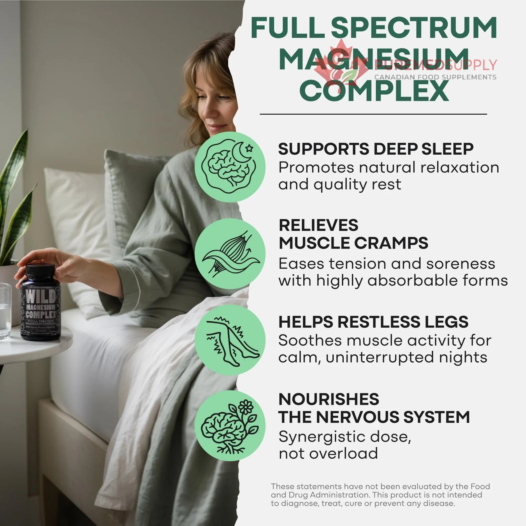 Wild Foods Magnesium Complex Supplement with 7X Forms, 90 Capsules | High Absorption, Full Spectrum, Easy Digestion | 500mg Glycinate, Bisglycinate, Malate, Orotate, Citrate, Taurate Wild Foods buy supplements canada