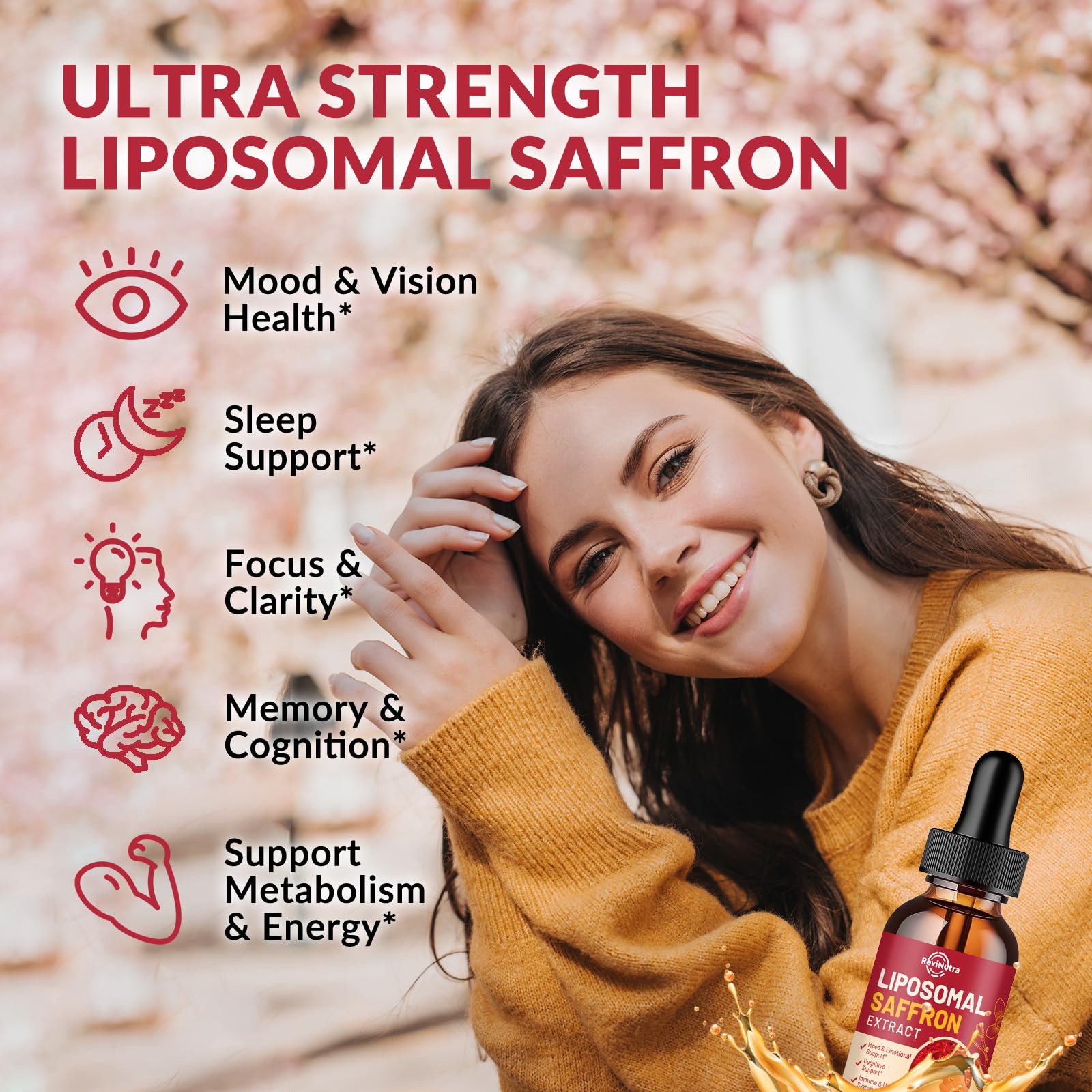 Saffron Supplements - 88.5mg Saffron Extract Liposomal Liquid Drops with Magnesium, Zinc, Ashwagandha, L-Theanine, Vitamin B6, D3 for Antioxidant Mood Energy Vision & Focus, Strawberry Flavor 2 Fl Oz ReviNutra buy supplements canada