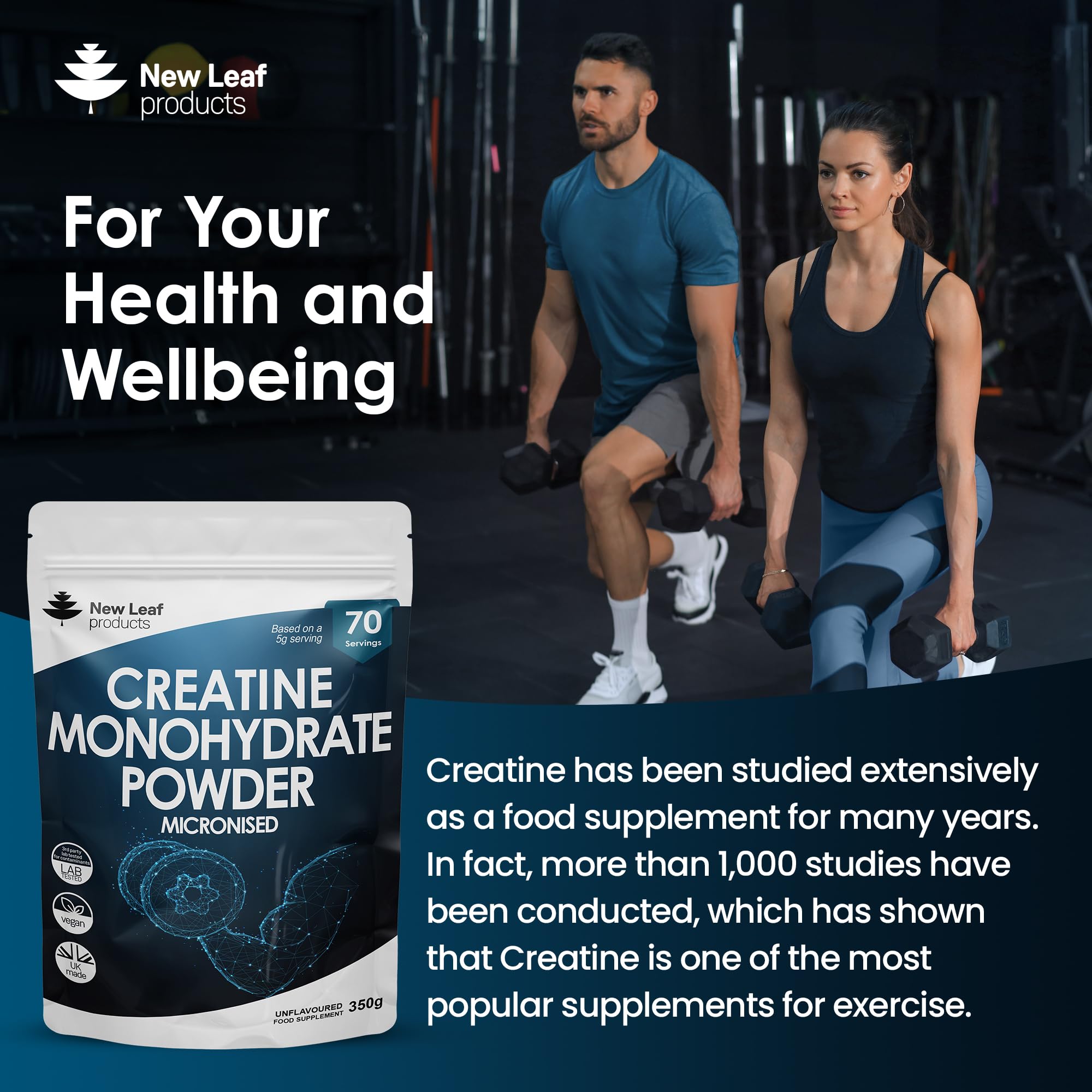 Creatine Monohydrate Powder 100% Pure Micronized Creatine - 350g Increased Absorption NEW LEAF PRODUCTS buy supplements canada