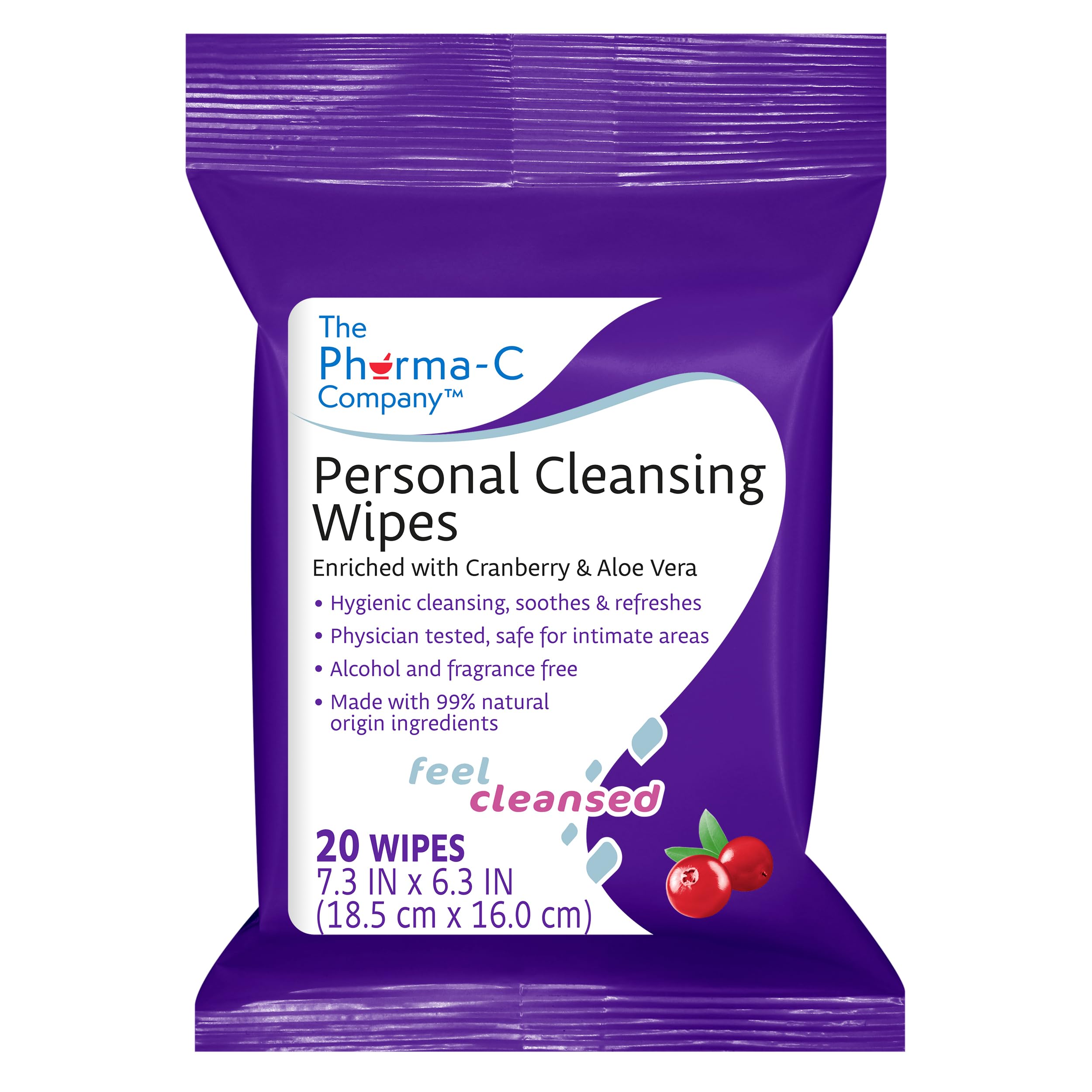 The Pharma-C Company Personal Cleansing Wipes [2 packs of 20 wipes] - Enriched with Cranberry & Aloe Vera Generic buy supplements canada