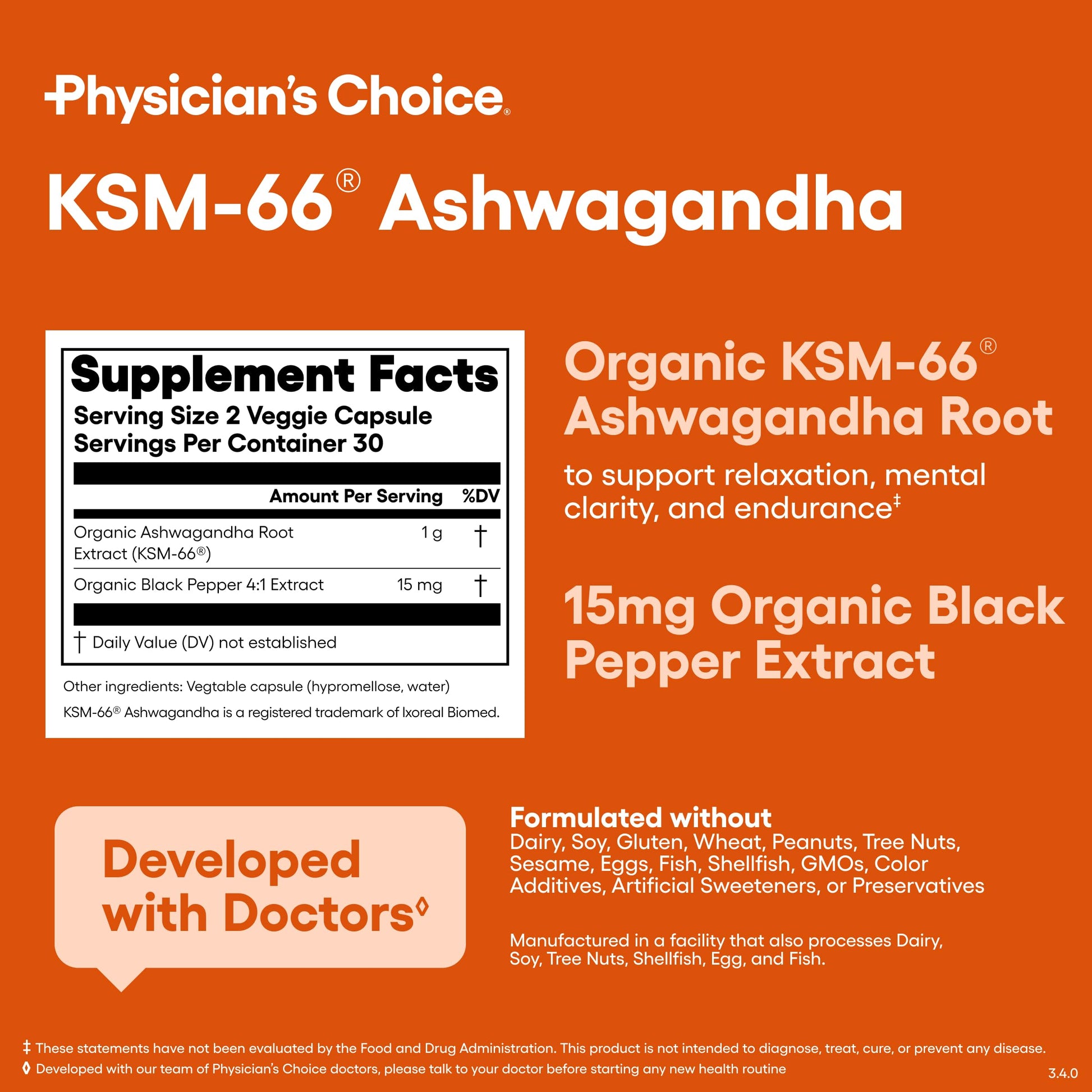 Physician's CHOICE KSM-66 Ashwagandha Root Powder Extract 1,000mg - Organic - with Black Pepper for Maximum Absorption - 5% Withanolides - Stress, Mood & Athletic Support - 60 Vegan Capsules Physician's CHOICE buy supplements canada