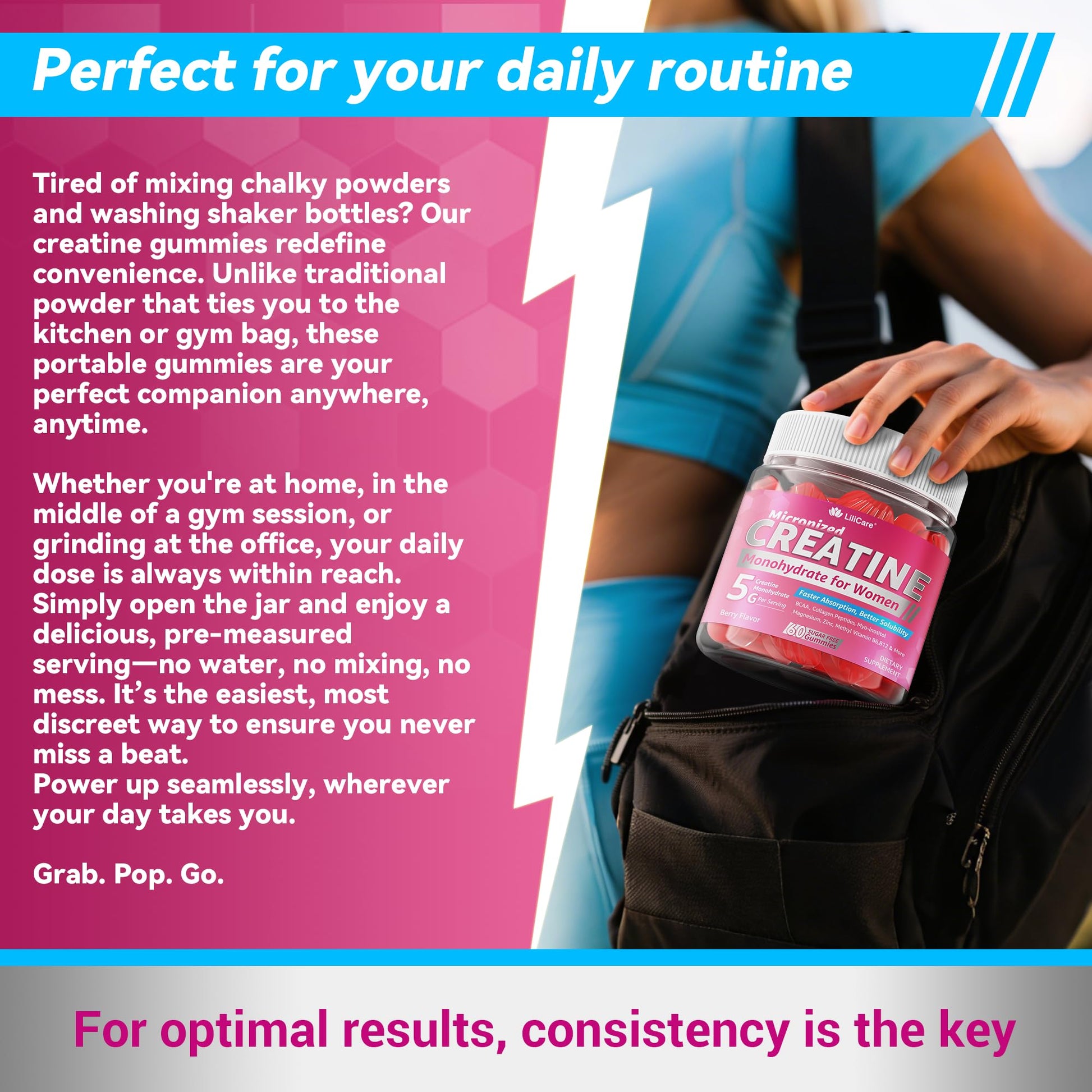 Creatine for Women Gummies, Micronized Creatine Monohydrate + Myo-Inositol, Collagen Peptides, BCAAs, Hyaluronic Acid, Vitamin B6 B12, Zinc for Enërgy, Föcus, Hörmonal Balance, Sugar Free, 120 Counts LILICARE buy supplements canada