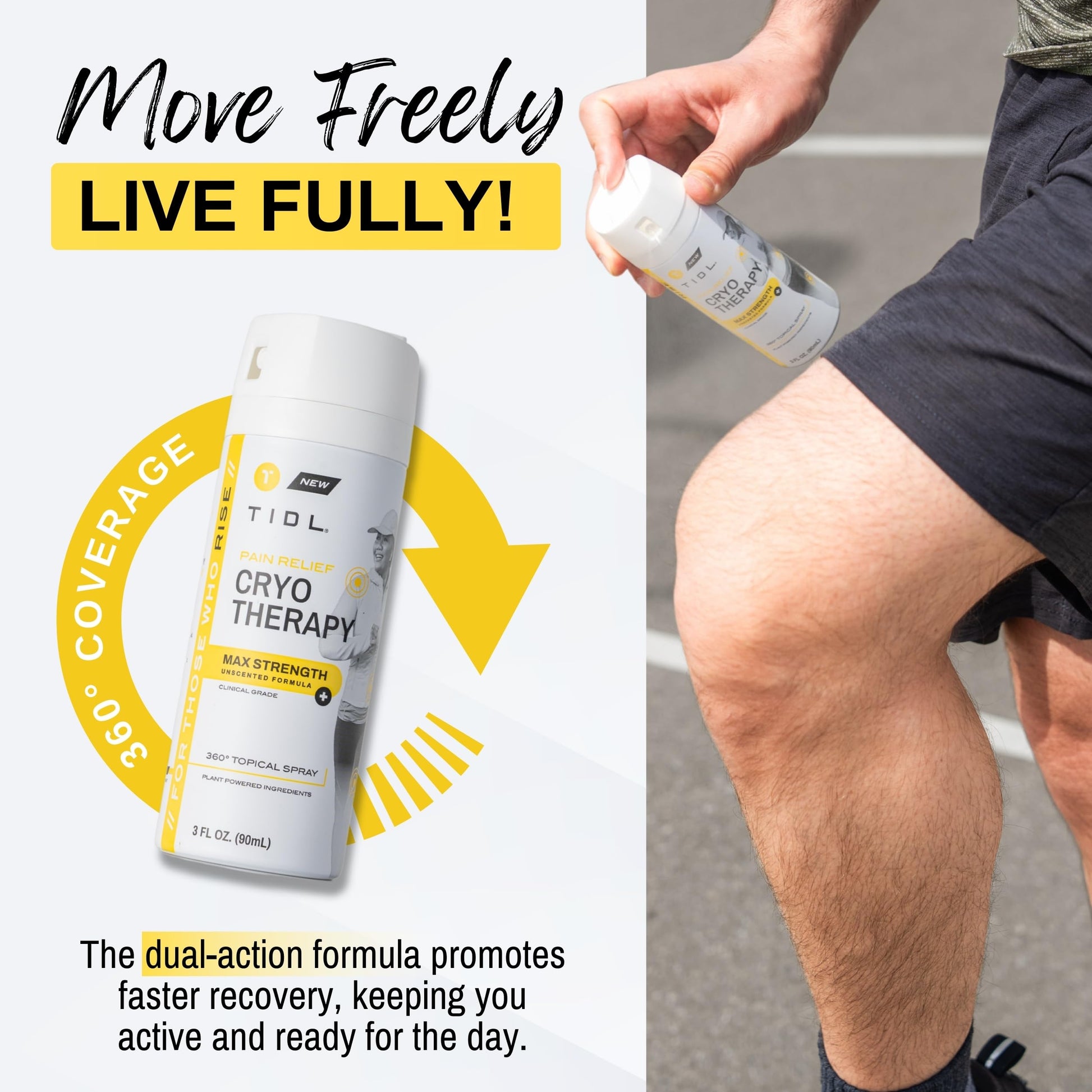 TIDL Cryotherapy Pain Relief Spray, 3 Oz (Pack of 2) Max Strength for Fast-Acting Muscle, Joint & Neck Pain Relief, Plant-Based Menthol & Camphor Pain Reliever, Quick Drying Formula TIDL buy supplements canada