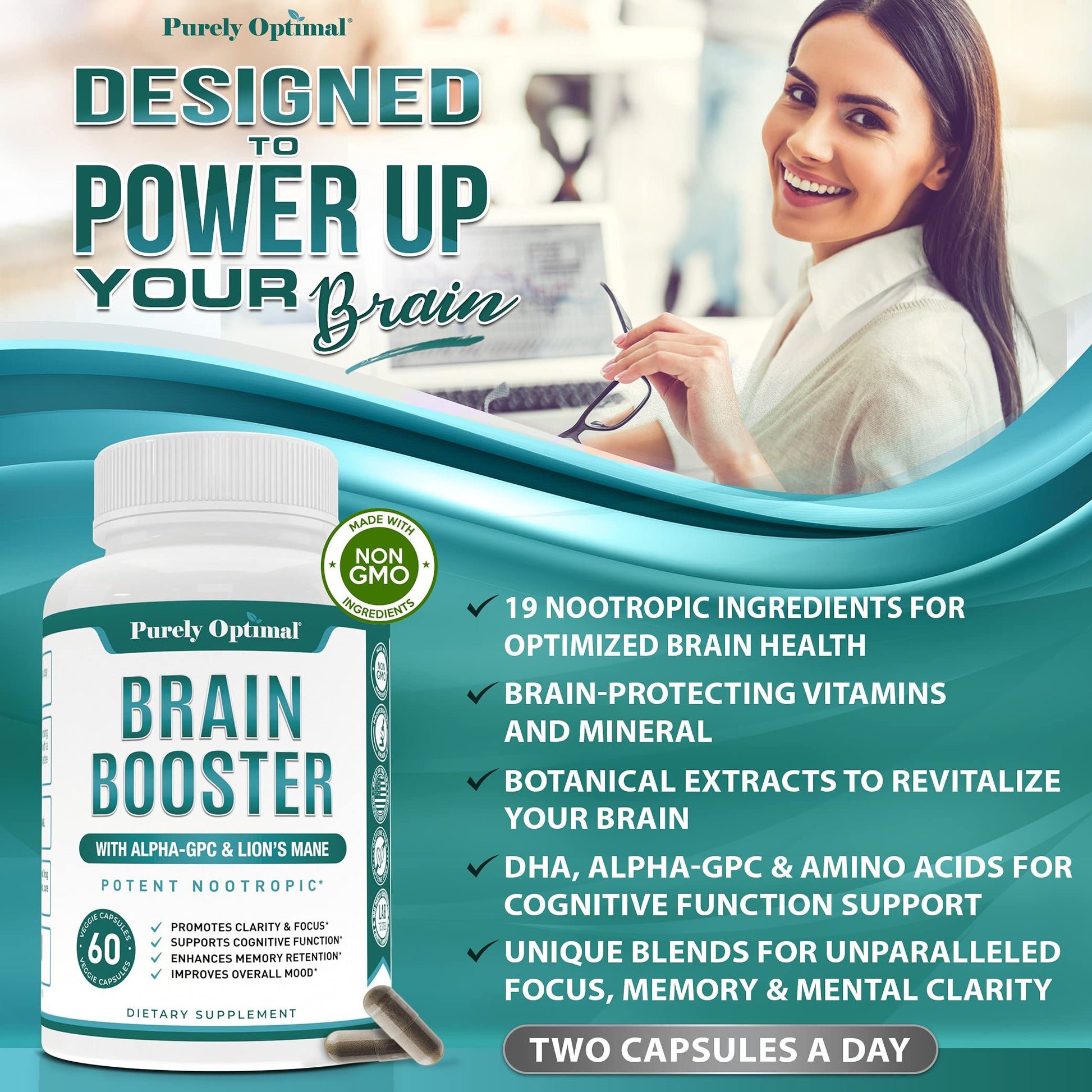 Premium Brain Supplement - Nootropic Brain Booster for Focus, Clarity, Improved Memory Purely Optimal buy supplements canada