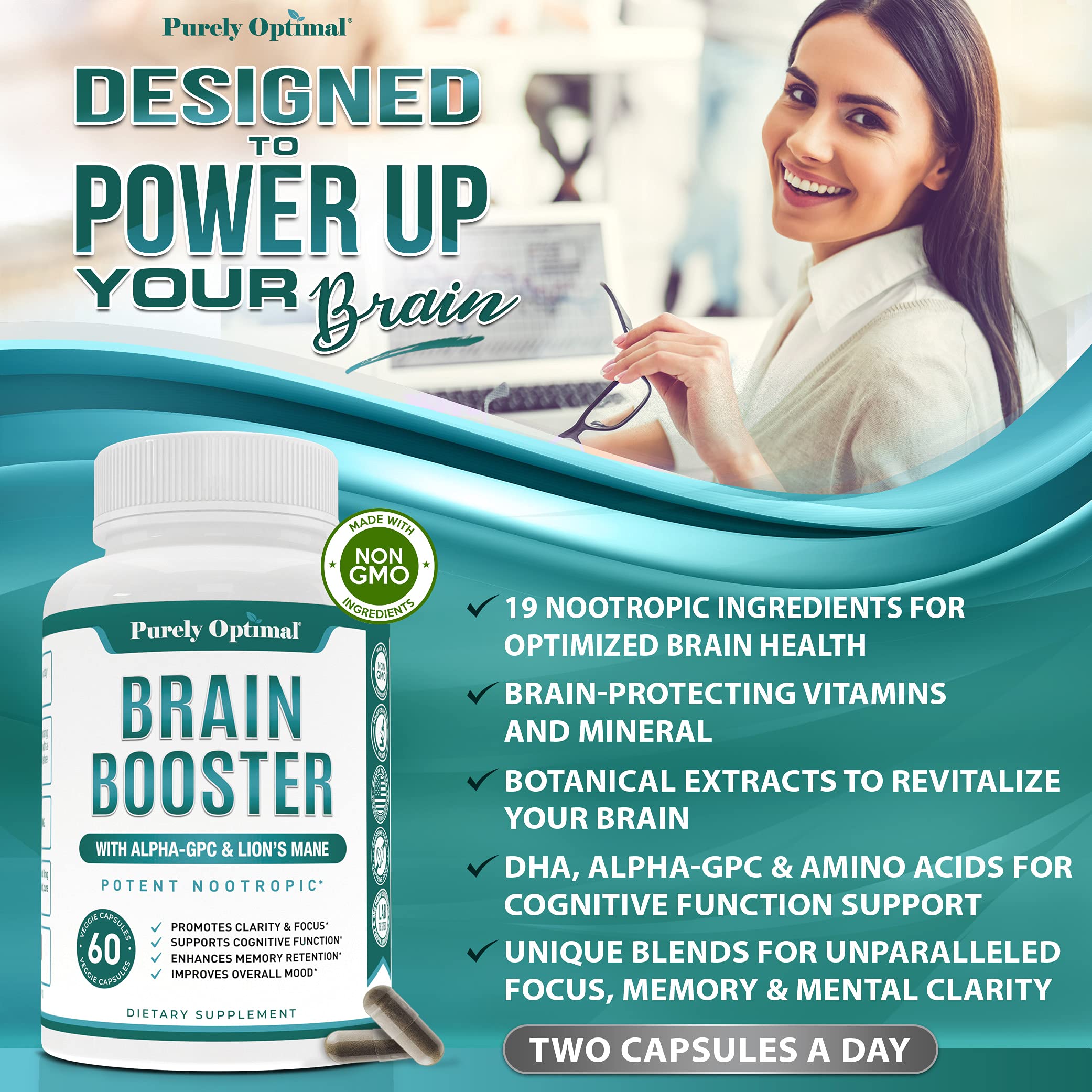 Premium Brain Supplement - Nootropic Brain Booster for Focus, Clarity, Improved Memory Purely Optimal buy supplements canada