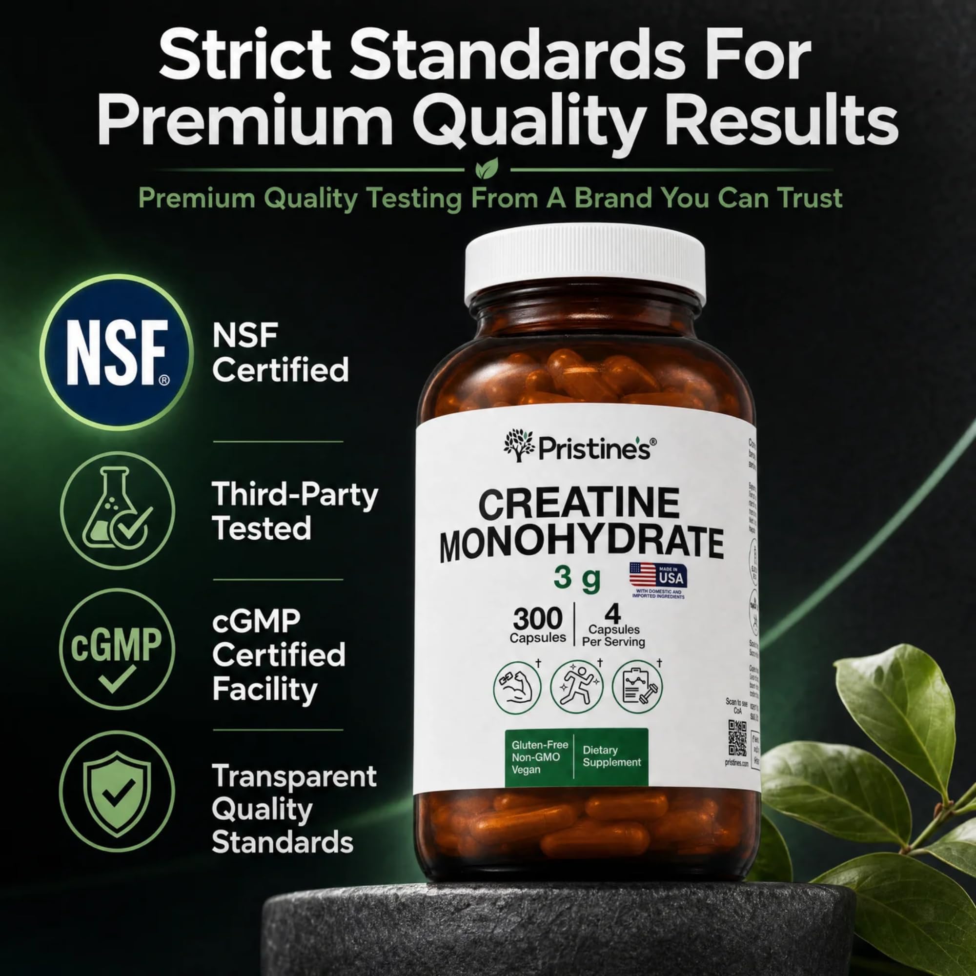 PRISTINE'S Creatine Monohydrate Capsules for Women & Men - NSF Certified 75 Day Supply 3G Creatine Pills for Women - Cognitive & Athletic Performance Support PRISTINE'S buy supplements canada