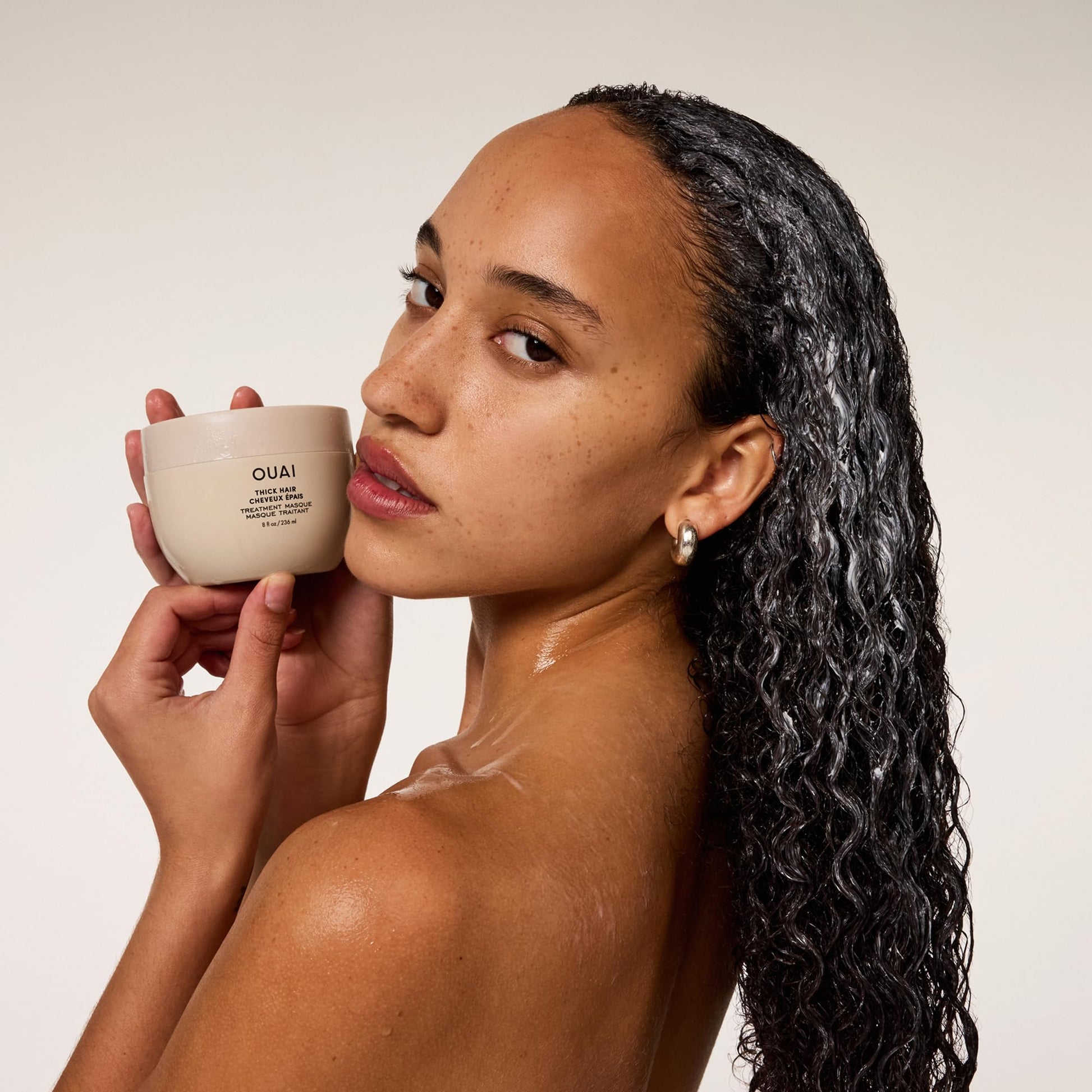 OUAI Thick Hair Mask - Treatment Masque with Almond Oil, Olive Oil, & Hydrolyzed Keratin to Restore Damaged Hair - Phthalate & Paraben Free Masque (3.4 Oz) OUAI buy supplements canada