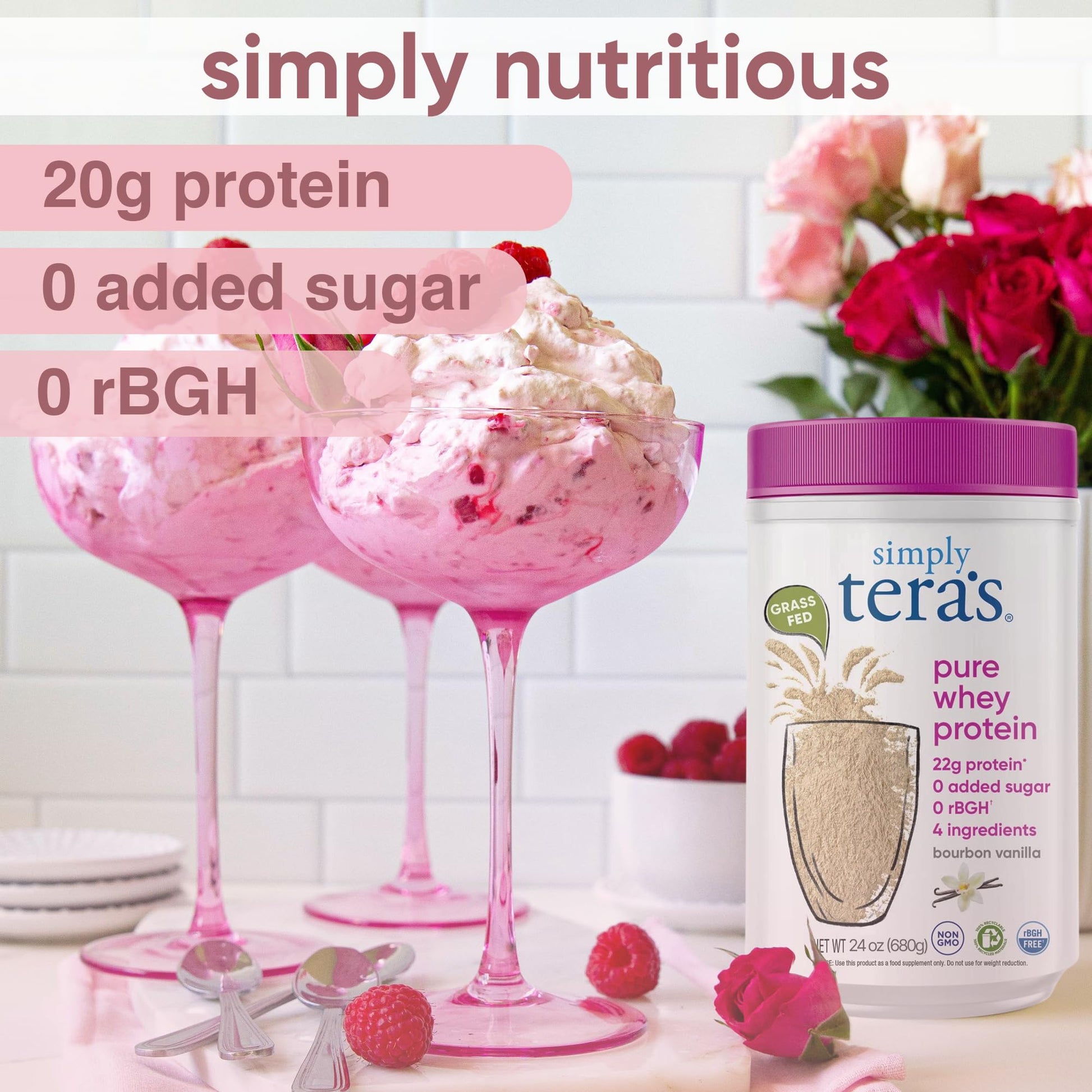 simply tera's Pure Whey Protein Powder - Grass Fed Vanilla Whey Protein Powder, Clean, Made Without Artificial Sweeteners, Non-GMO, Kosher, rBGH-Free, Soy-Free - 24 Oz simply tera's buy supplements canada