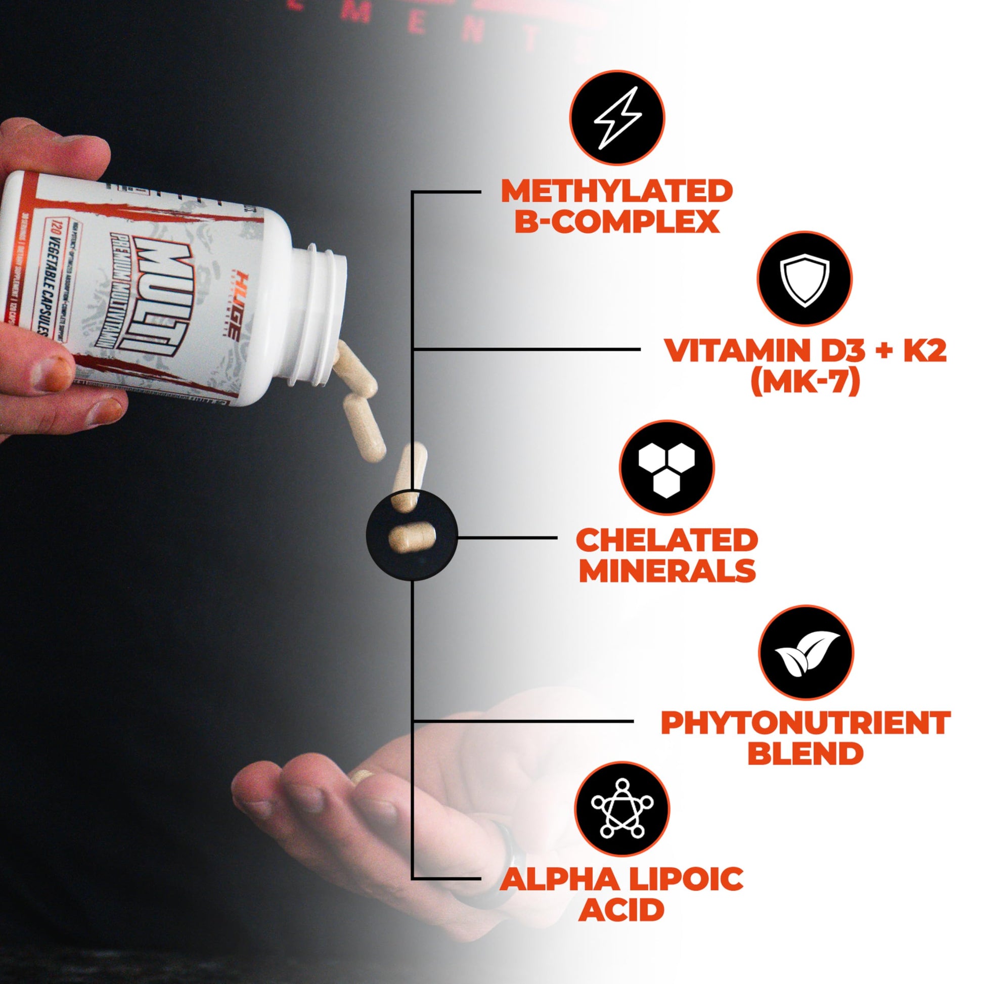 Huge Multi, Multivitamin for Men, High-Performance All-in-One Formula for Athletes & Bodybuilding, Vitamin & Mineral Replenishment, Supports Immune System & Healthy Hormone Levels (120 Capsules) Huge Supplements buy supplements canada