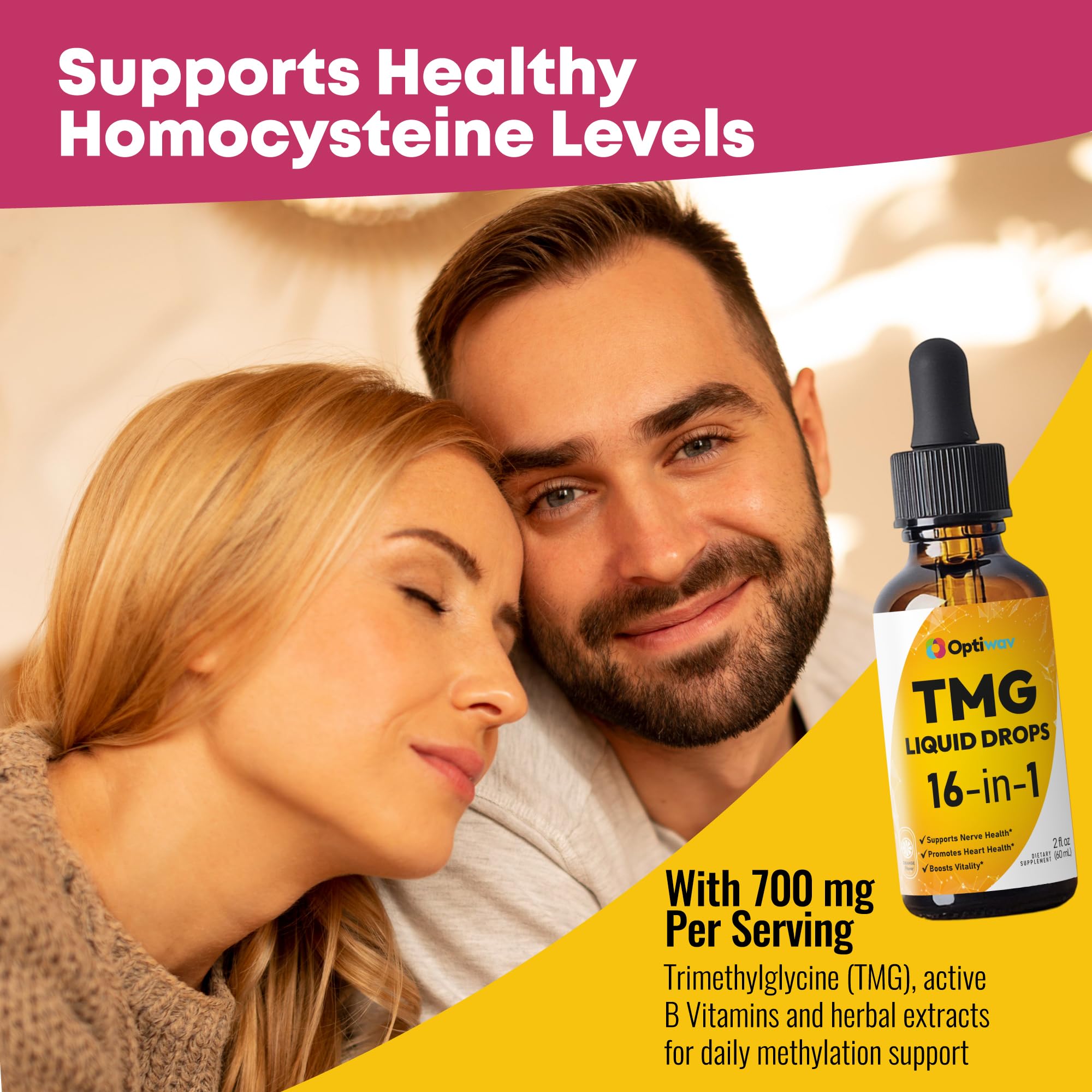 Optiwav TMG Trimethylglycine Liquid Drops - Betaine High Absorption Methylated Vitamins Supplement for Homocysteine Methylation & Heart Health Support - Orange Flavor Gluten Free Vegan - 2 fl oz Optiwav buy supplements canada