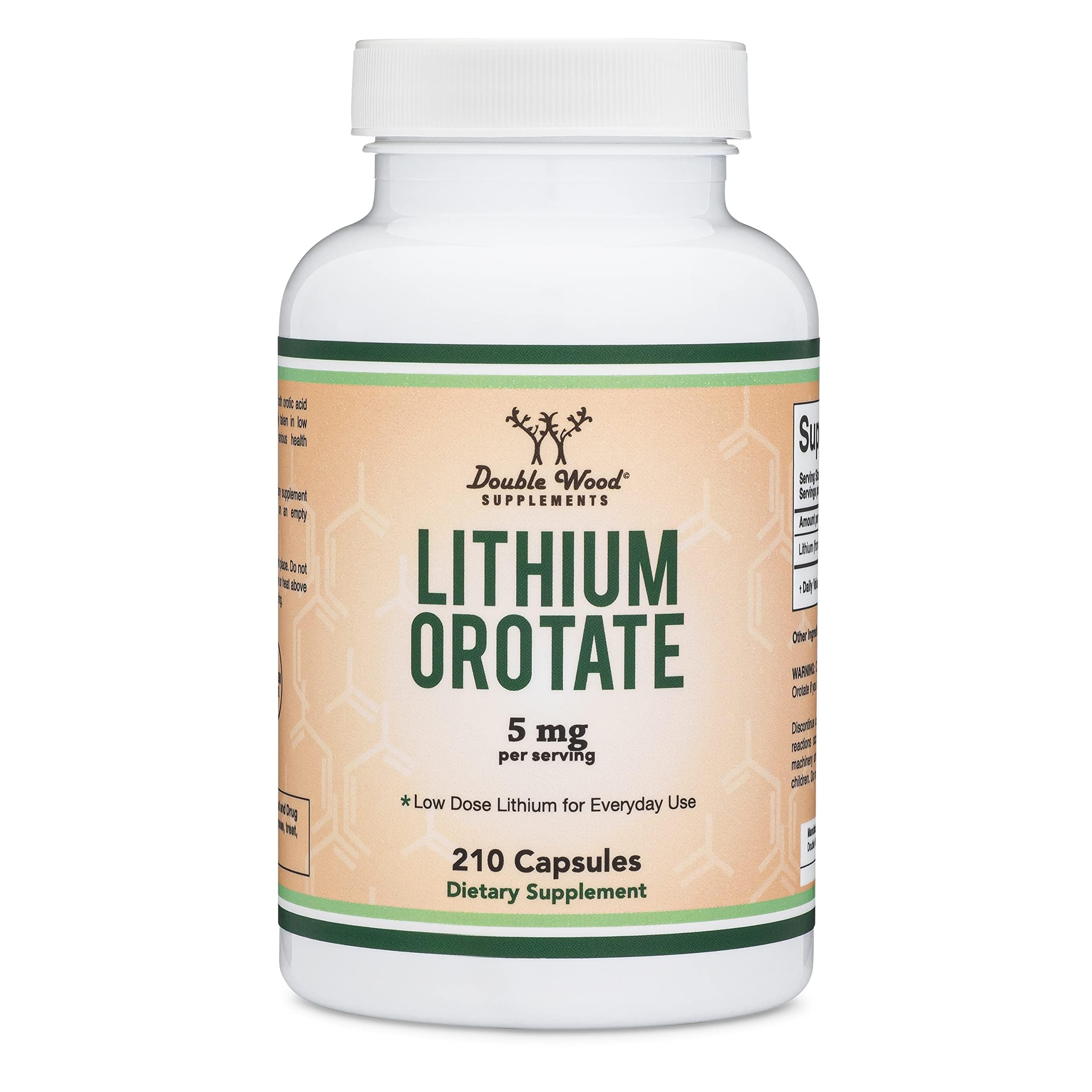 Lithium Orotate 5mg of Elemental Lithium for Cognition and Brain Health, 210 Capsules (Third Party Tested, Vegan Safe, Non-GMO) by Double Wood Supplements Double Wood Supplements buy supplements canada
