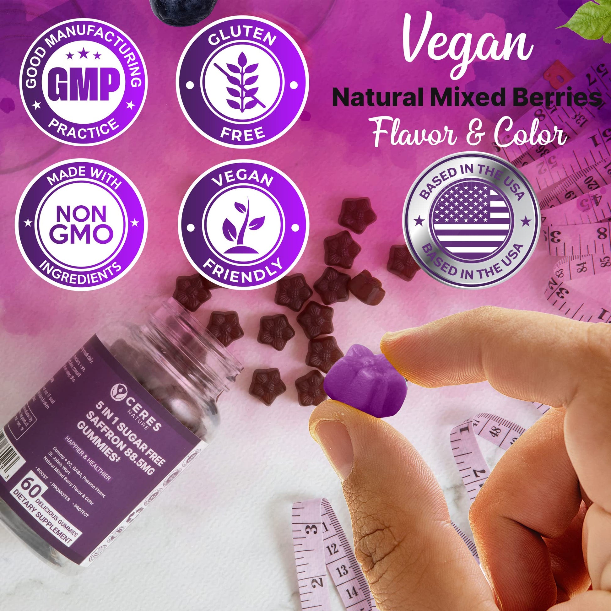 Premium Saffron Extract 88.5mg** Gummy - Appetite Control, Eye Support, Boost Energy Ceres Nature buy supplements canada