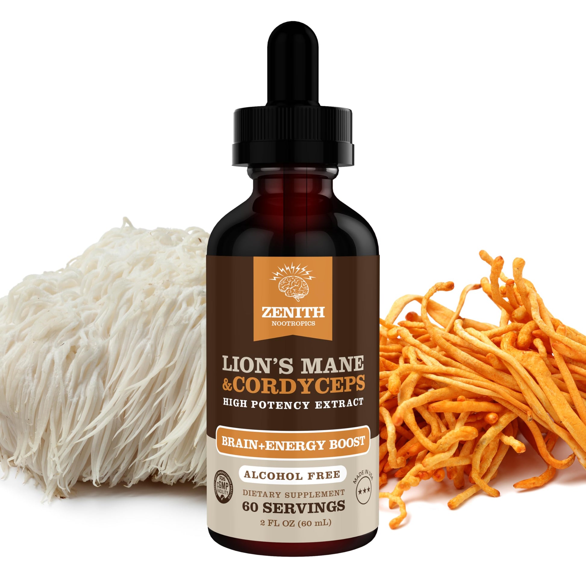 Zenith Nootropics Lion’s Mane & Cordyceps Supplement – Brain & Energy Support – Focus, Memory, Clarity, Immunity – Vegan, Alcohol-Free Tincture – Up-to 2-Month Supply, 2 fl oz Zenith Nootropics buy supplements canada