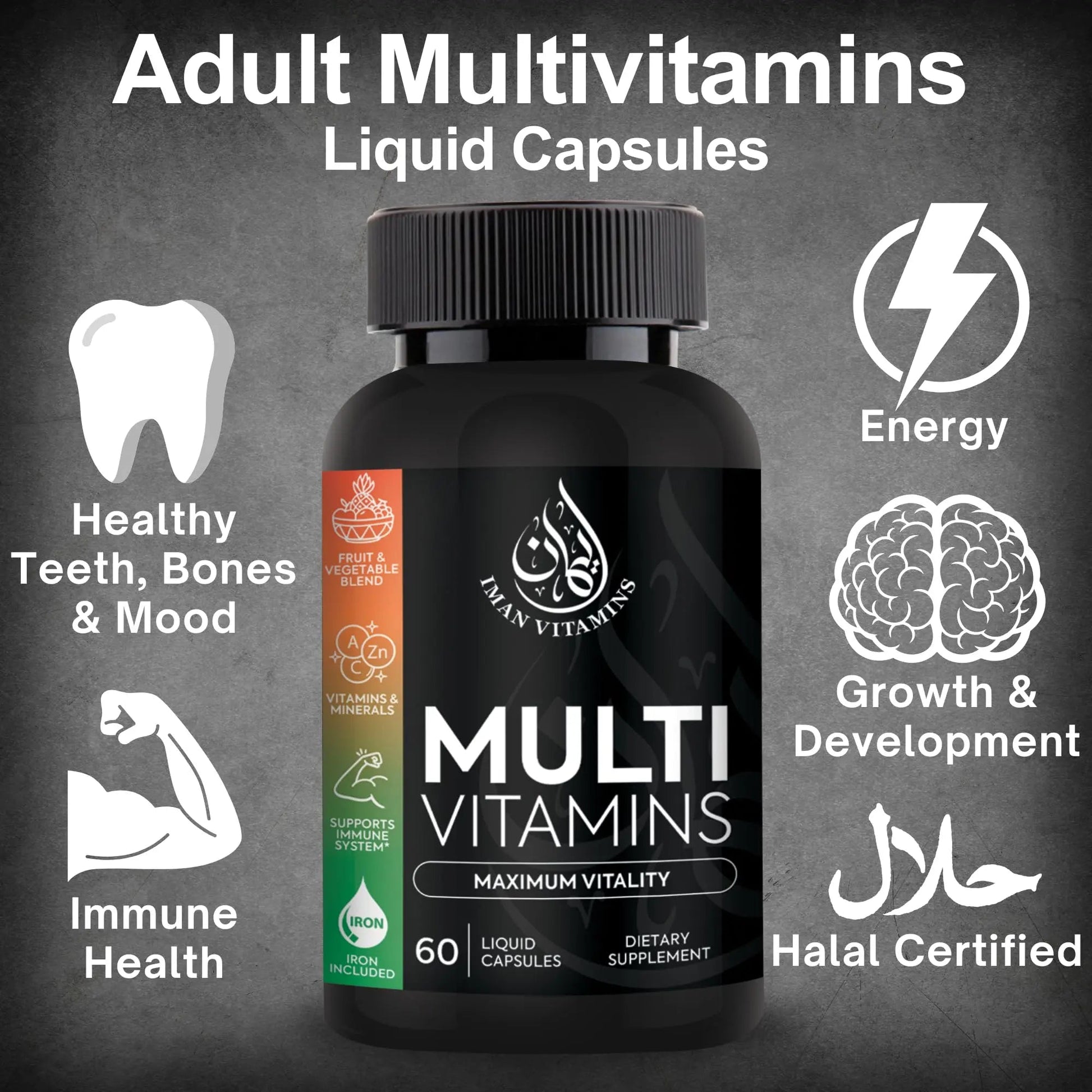 Iman Vitamins Halal Complete Multivitamin Capsules for Adults Men & Women | 42 Fruit & Vegetable Blend Iman Vitamins buy supplements canada