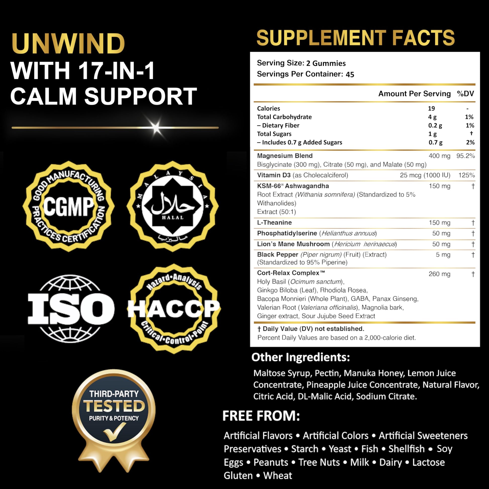 DLNIA Magnesium Glycinate Stress & Cortisol Support Gummies | Calm Focus by Day, Deep Sleep by Night | 17-in-1 with KSM-66® Ashwagandha, L-Theanine & Lion’s Mane DLNIA buy supplements canada
