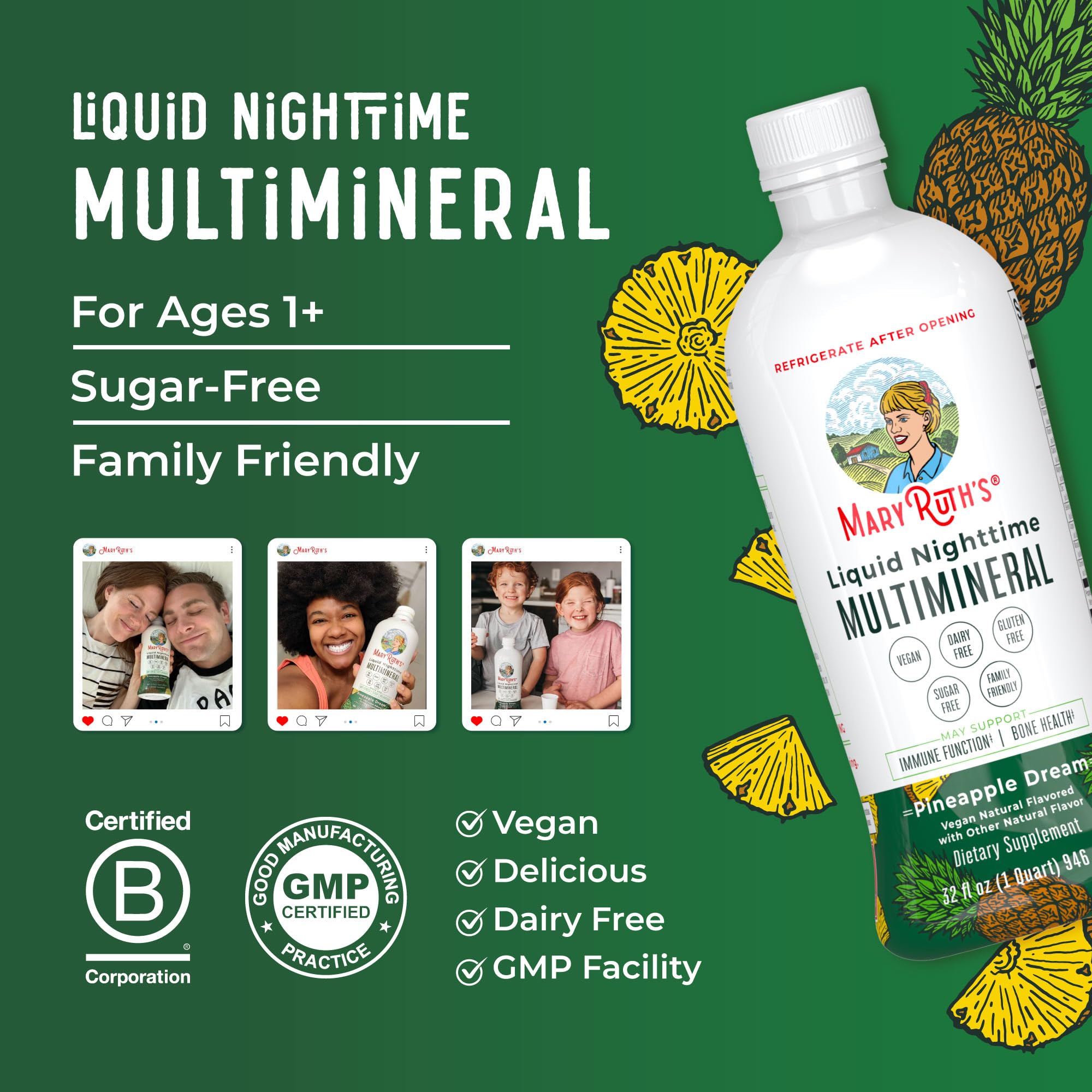 MaryRuth Organics Liquid Nighttime Multimineral | NO Melatonin | Magnesium Citrate | Calcium | Zinc | Vitamin D3| Available in 4 Flavors | Vegan | Sugar Free | Gluten Free | 32 Oz MARYRUTH'S buy supplements canada