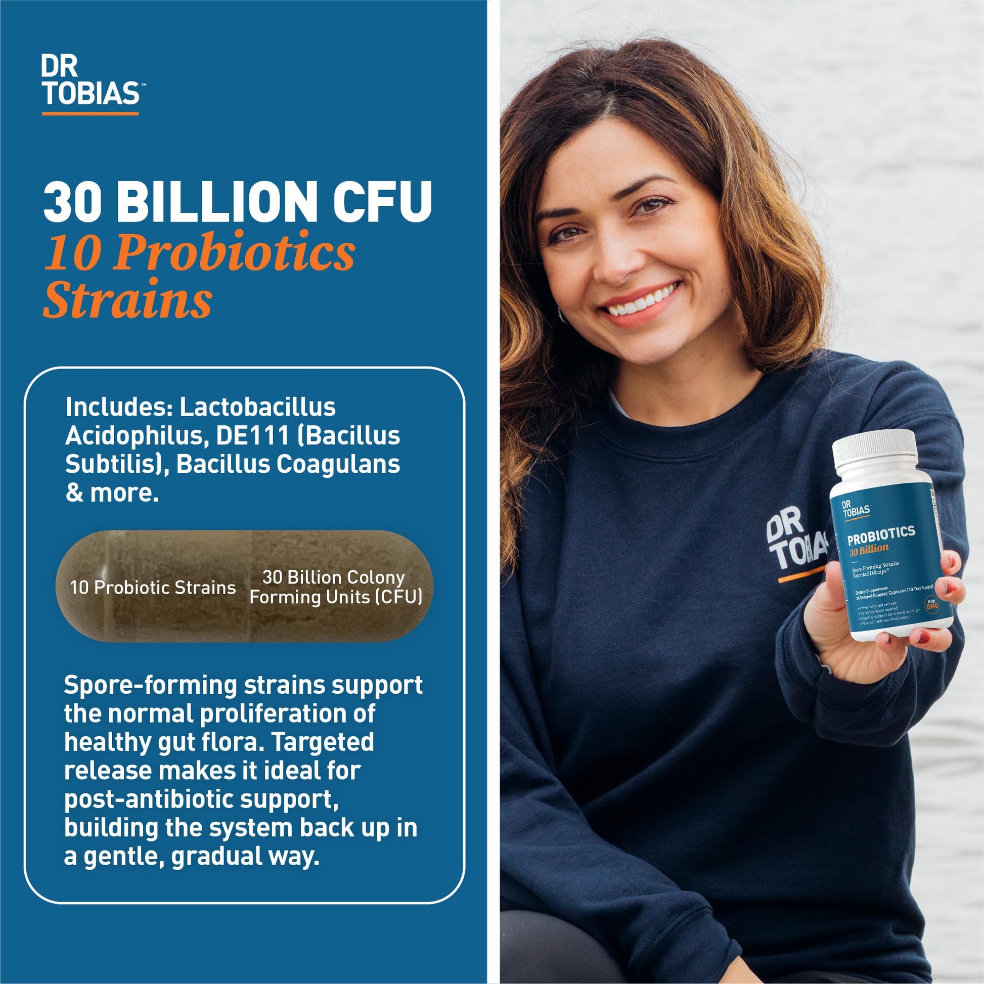 Dr. Tobias Probiotics 30 Billion, 10 Strains, 30 Billion CFU's, Targeted Release Probiotics Dr. Tobias buy supplements canada