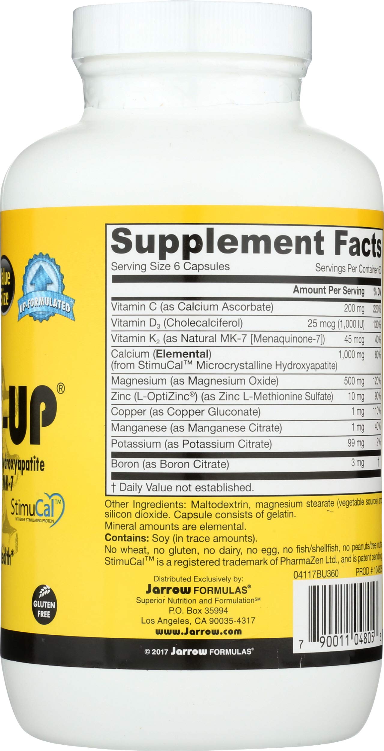 Jarrow Formulas BoneUp for Bone Density - Vitamin D3 and K2, Calcium Support, 360 Capsules, Promotes Skeletal Nutrition, Up to 60 Days Supply Jarrow Formulas buy supplements canada