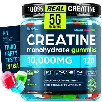 Creatine Gummies Monohydrate Complex 10,000mg for Men & Women -120 Gummies Advanced Formula W/L-Taurine + Vitamin B12 for Muscle Strength, Muscle Builder, Energy Boost, Pre-Workout Supplement -Thinbi Thinbi buy supplements canada