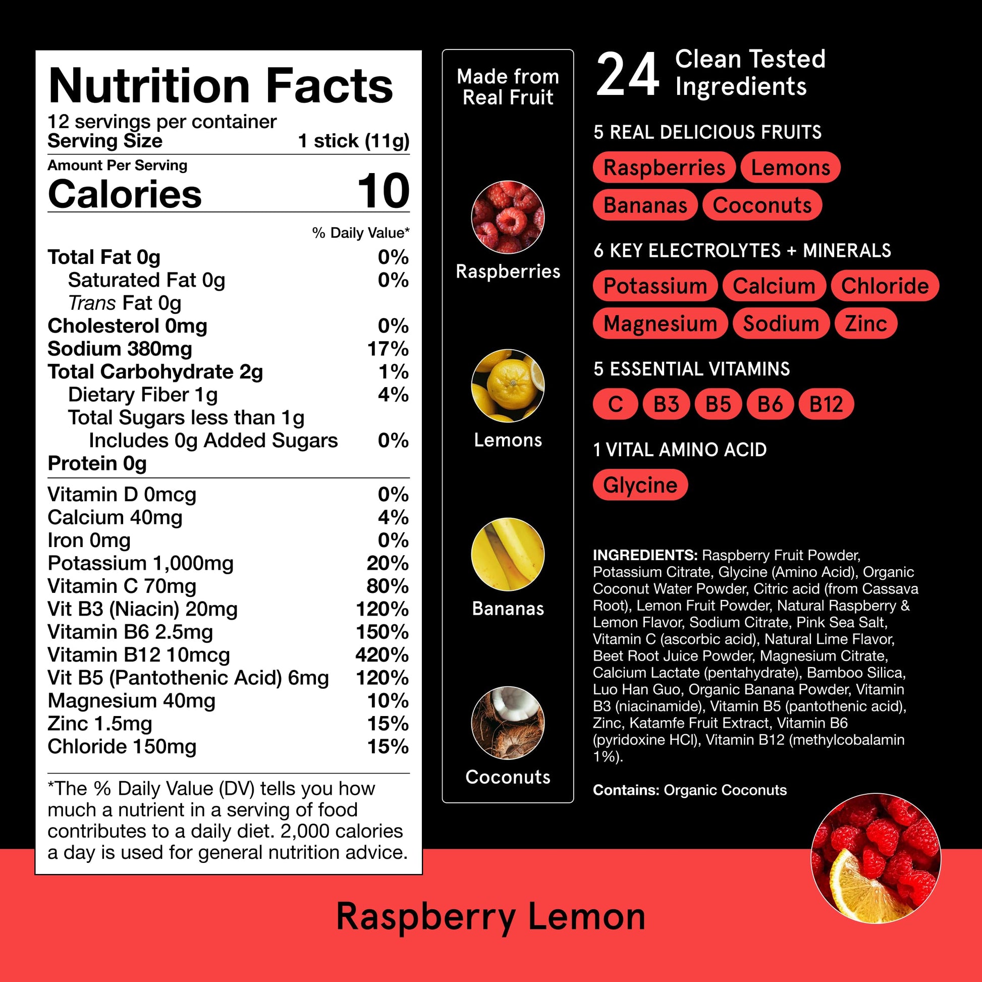 DryWater Electrolyte Powder Packets, Raspberry Lemon - Stevia-Free Hydration Packets Drink Mix with Zero Added Sugar for Rehydration & Energy - 6 Key Electrolytes DryWater buy supplements canada