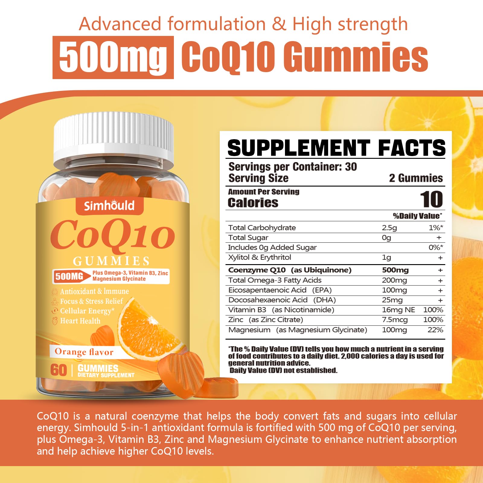 2 Pack CoQ10 500MG Gummies - Plus Omega-3, Magnesium, Vitamin B3 & Zinc - 3X Better Absorption Coenzyme Q10 Supplements for Heart Health, Cellular Energy & Antioxidant, Non-GMO 120 Counts Simhould buy supplements canada