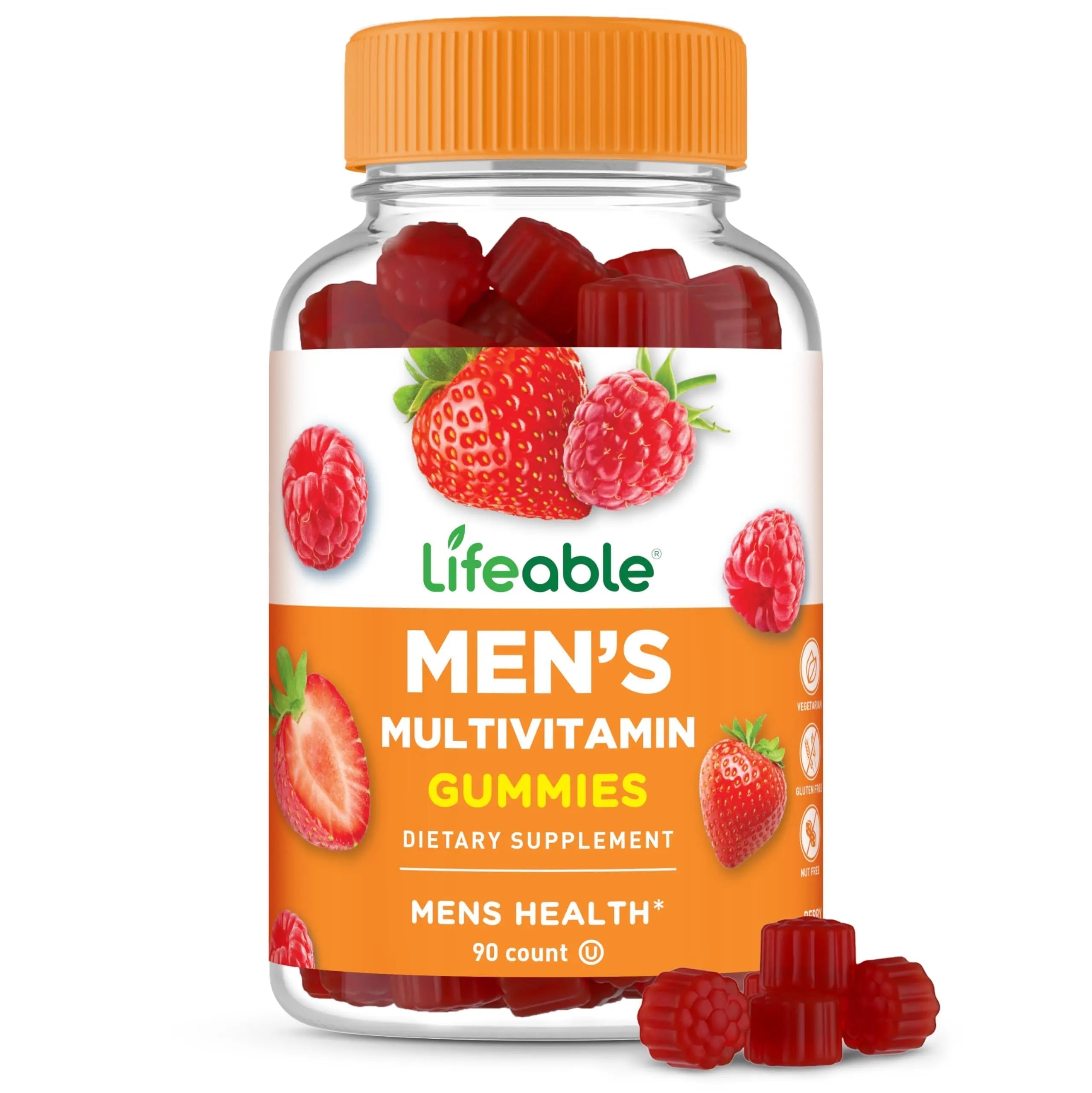 Lifeable Multivitamin for Men Gummies | VIT A, C, D, E, B1, B2, Niacin, B5, B6, Folate, B12, Biotin, Iodine, Zinc, Chromium, Ginseng, Lycopene, Inositol | Lifeable buy supplements canada