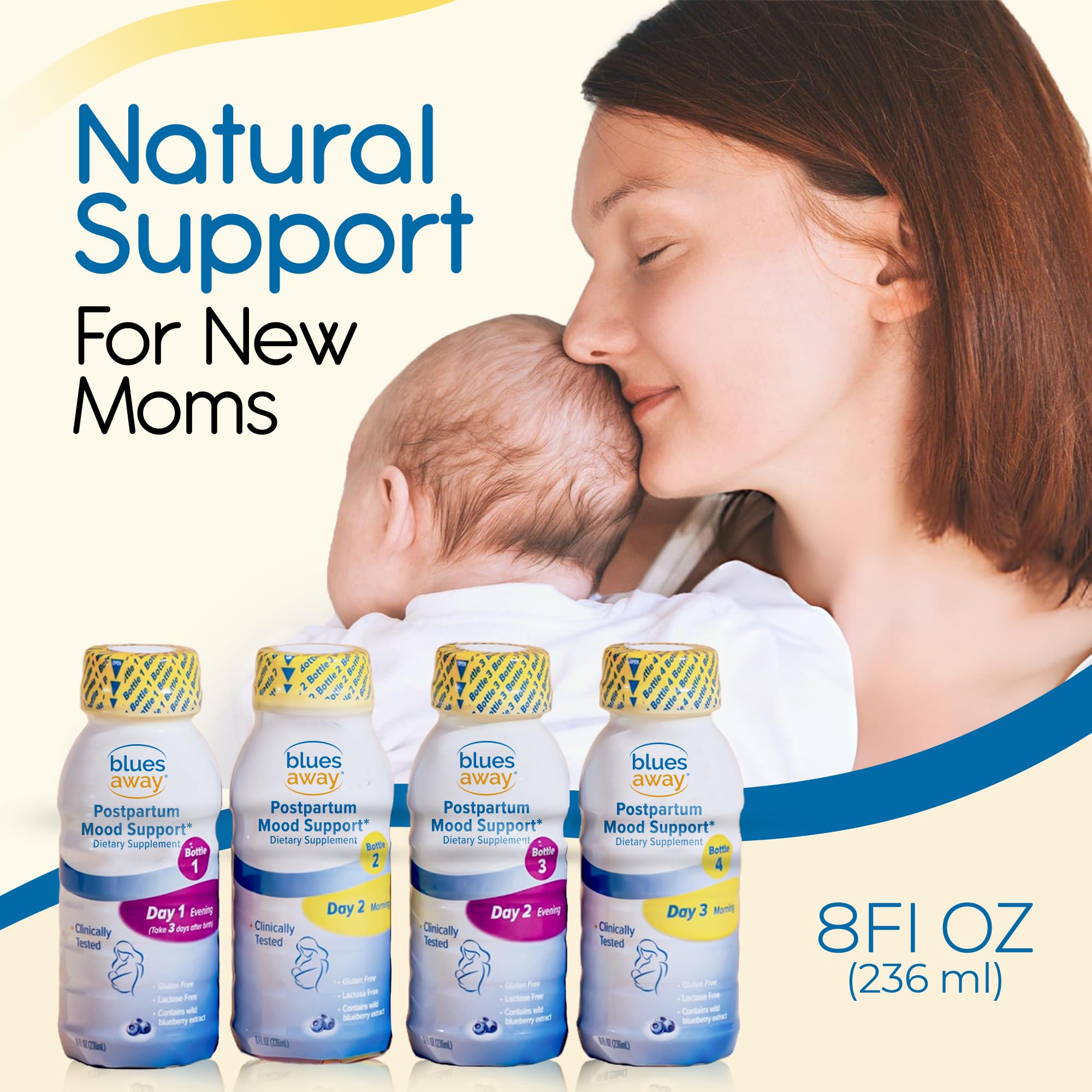 Blues Away Postpartum Mood Support Drink - Breastfeeding Friendly Postnatal Hormone Balance for Women - 3-Day Liquid Dietary Stress Support Shake [4 Bottles] Blues Away buy supplements canada