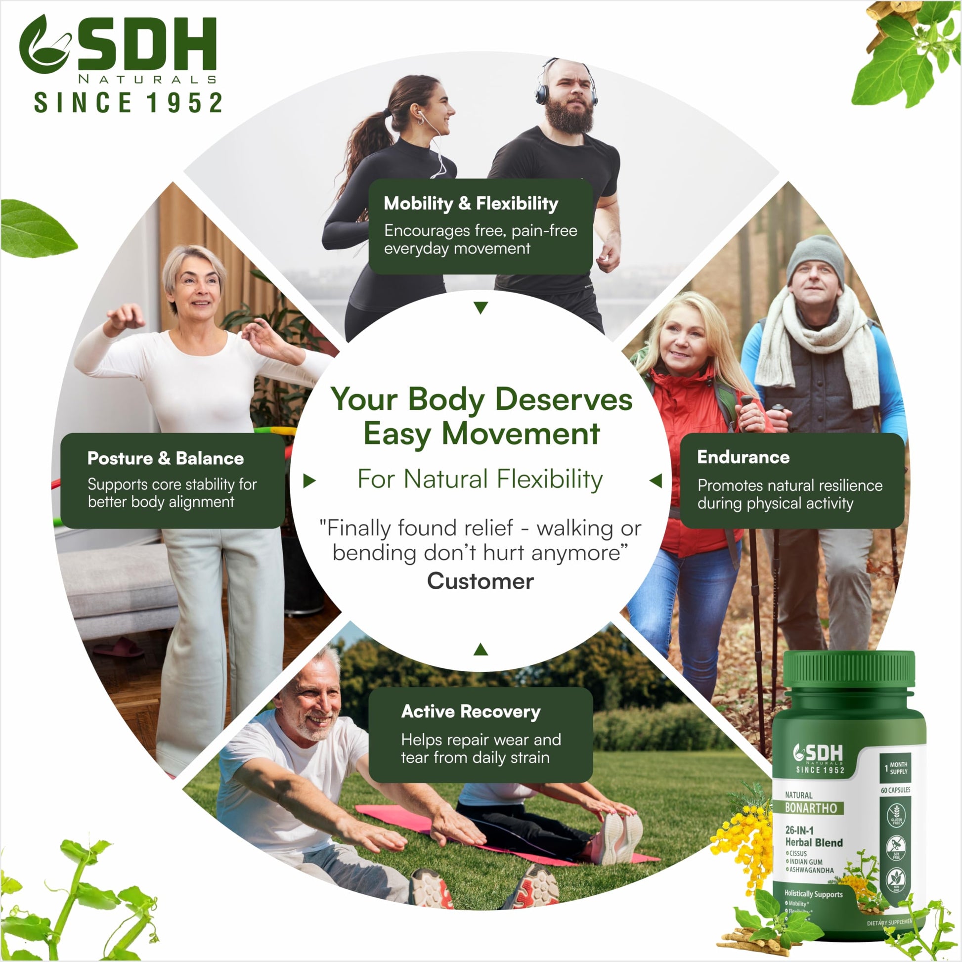 SHREE DHANWANTRI HERBALS SDH Bonartho | Bone & Joint Support Supplement | Move with Comfort & Ease | 60 Caps (1 Mon Supply) SHREE DHANWANTRI HERBALS buy supplements canada